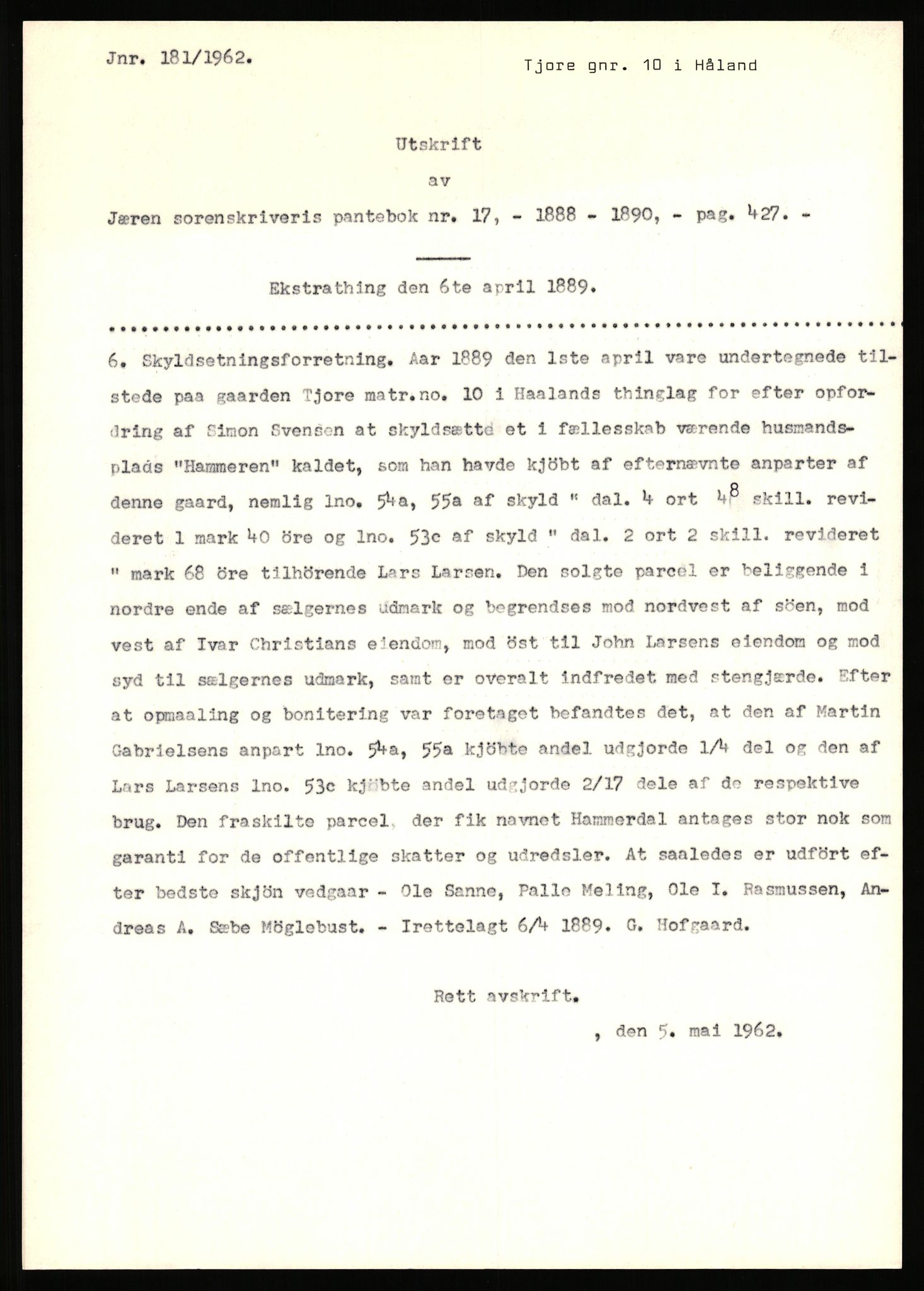 Statsarkivet i Stavanger, SAST/A-101971/03/Y/Yj/L0087: Avskrifter sortert etter gårdsnavn: Tjemsland nordre - Todhammer, 1750-1930, p. 165