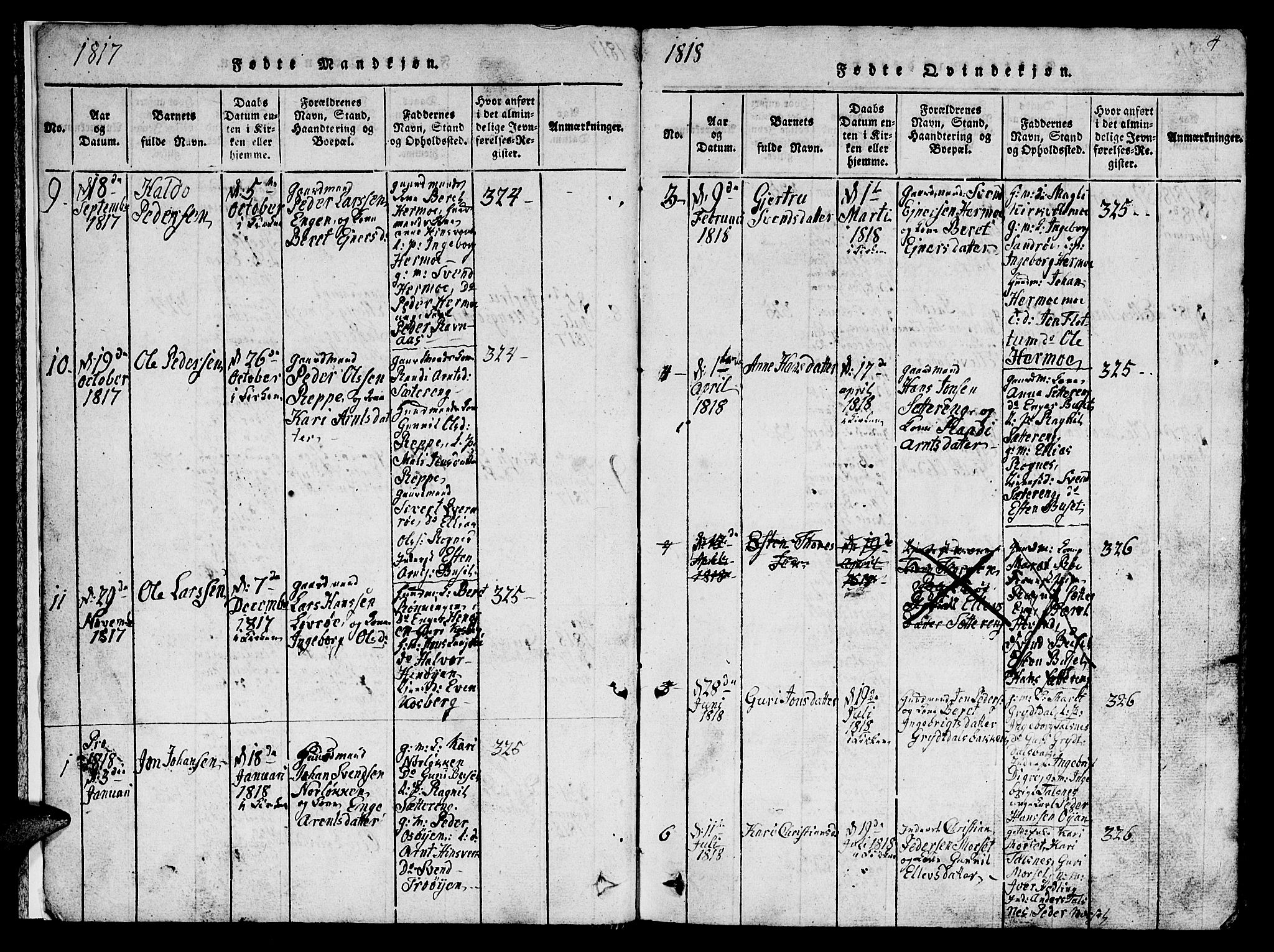 Ministerialprotokoller, klokkerbøker og fødselsregistre - Sør-Trøndelag, SAT/A-1456/688/L1026: Parish register (copy) no. 688C01, 1817-1860, p. 4