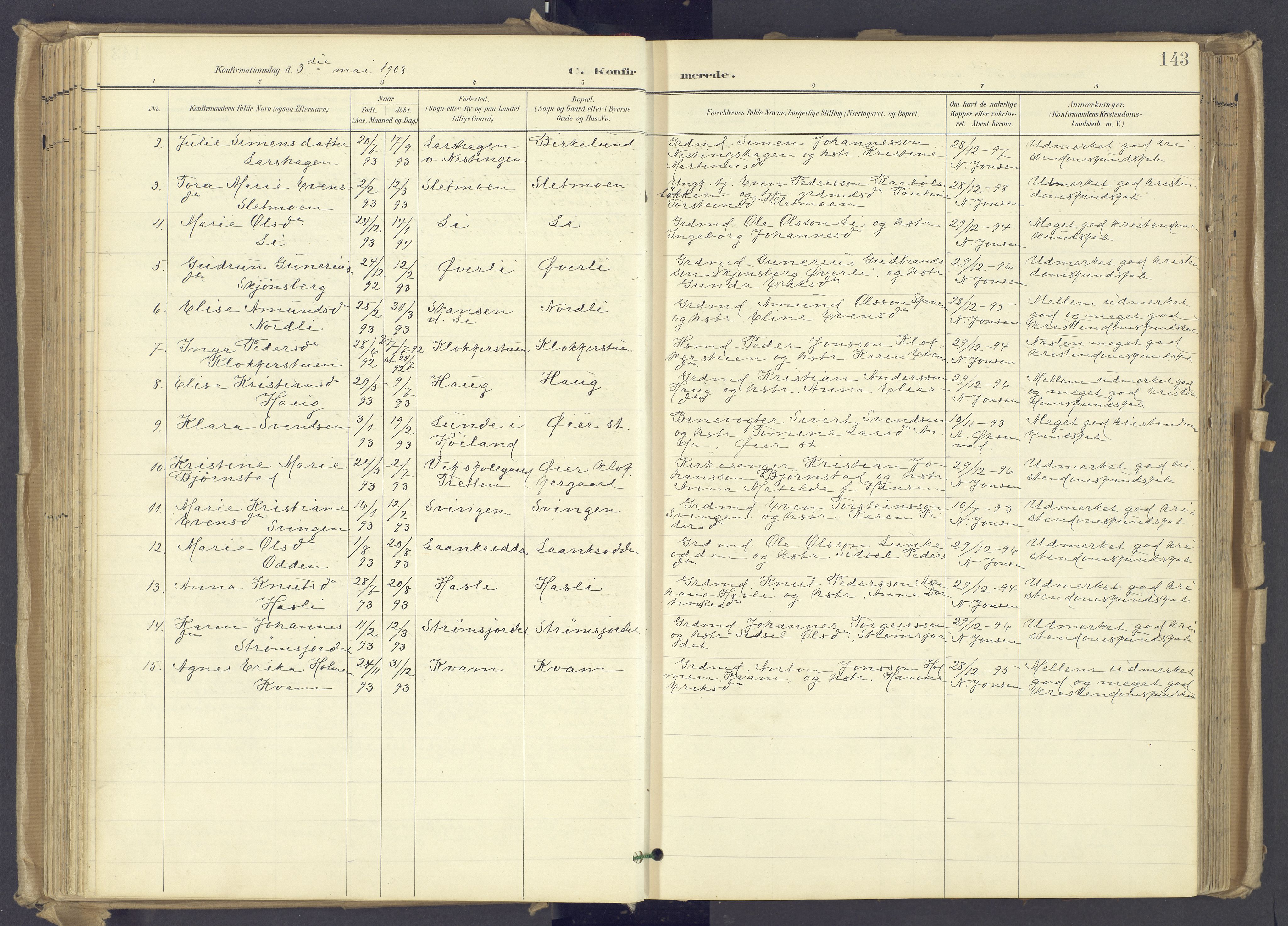 Øyer prestekontor, SAH/PREST-084/H/Ha/Haa/L0012: Parish register (official) no. 12, 1897-1920, p. 143