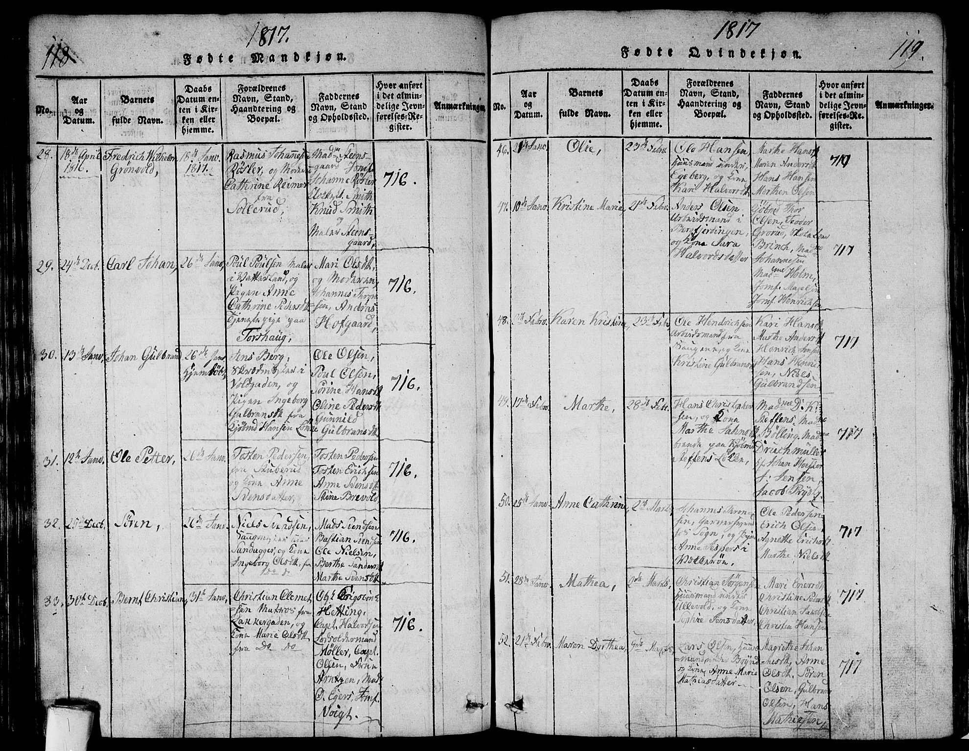 Aker prestekontor kirkebøker, AV/SAO-A-10861/G/L0002: Parish register (copy) no. 2, 1815-1819, p. 118-119