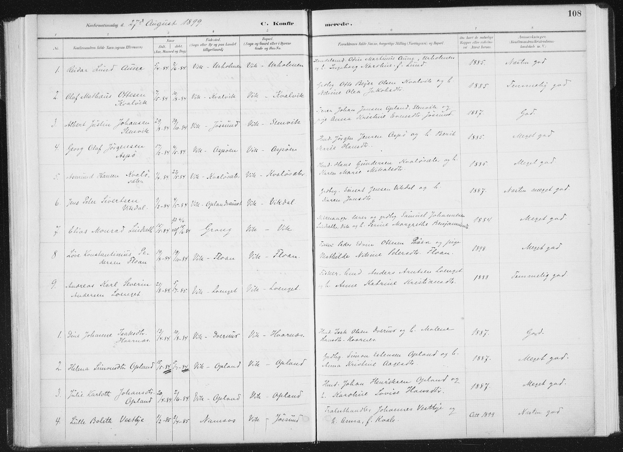 Ministerialprotokoller, klokkerbøker og fødselsregistre - Nord-Trøndelag, AV/SAT-A-1458/771/L0597: Parish register (official) no. 771A04, 1885-1910, p. 108