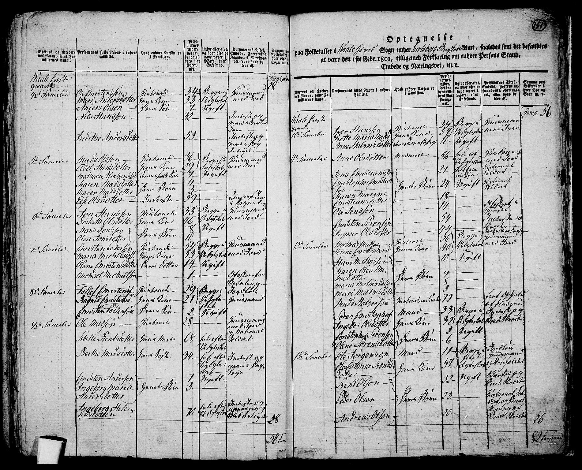RA, 1801 census for 0716P Våle, 1801, p. 150b-151a