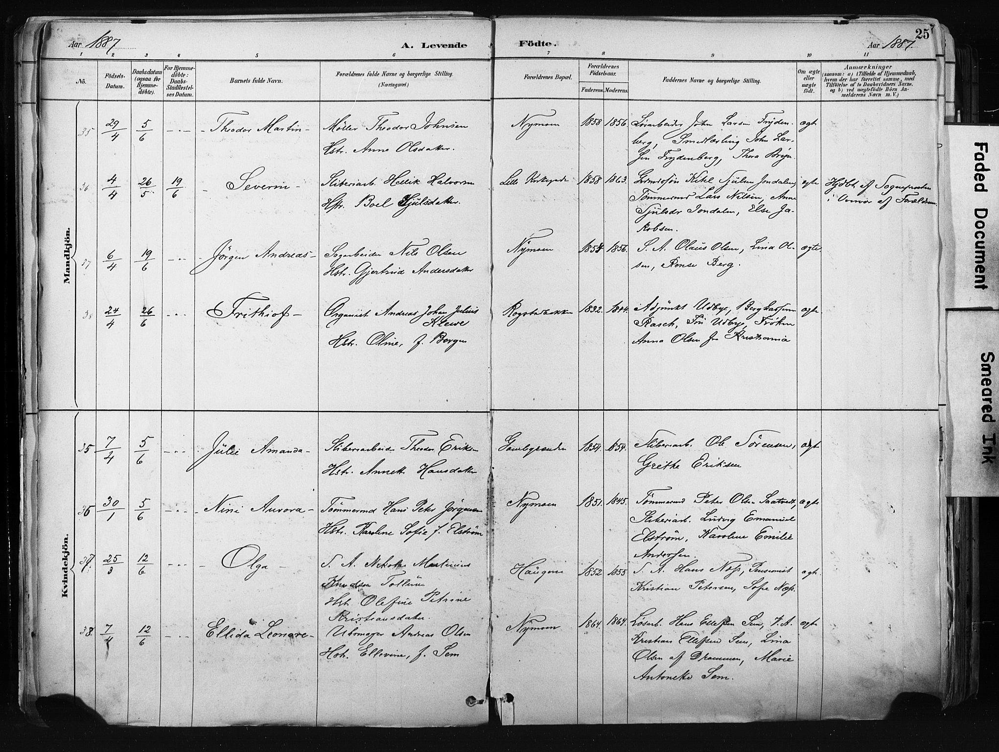 Kongsberg kirkebøker, AV/SAKO-A-22/F/Fb/L0002: Parish register (official) no. II 2, 1886-1896, p. 25