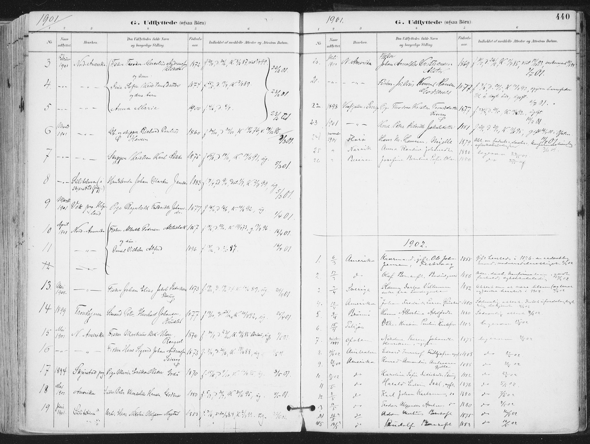 Ministerialprotokoller, klokkerbøker og fødselsregistre - Nordland, SAT/A-1459/802/L0055: Parish register (official) no. 802A02, 1894-1915, p. 440