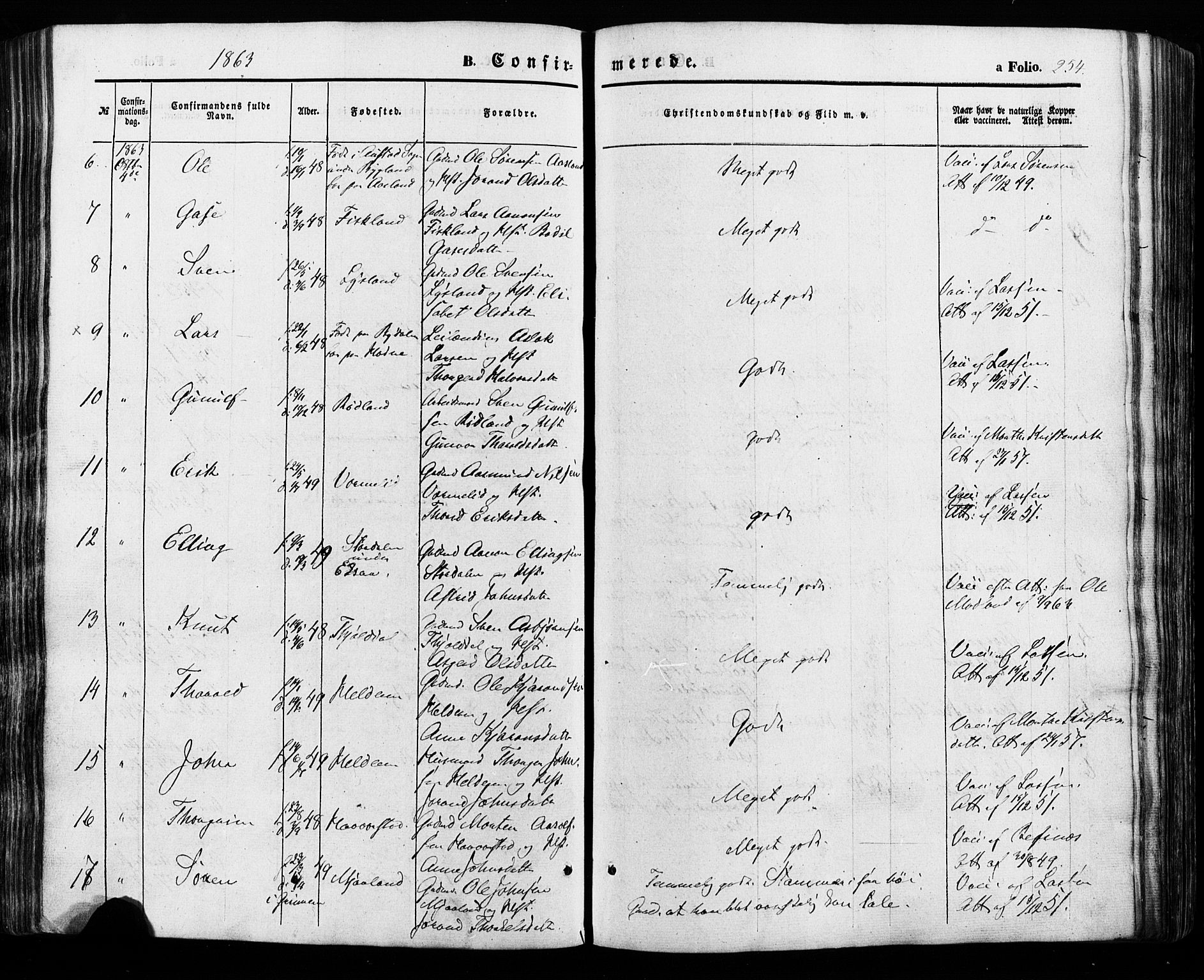 Åseral sokneprestkontor, SAK/1111-0051/F/Fa/L0002: Parish register (official) no. A 2, 1854-1884, p. 254