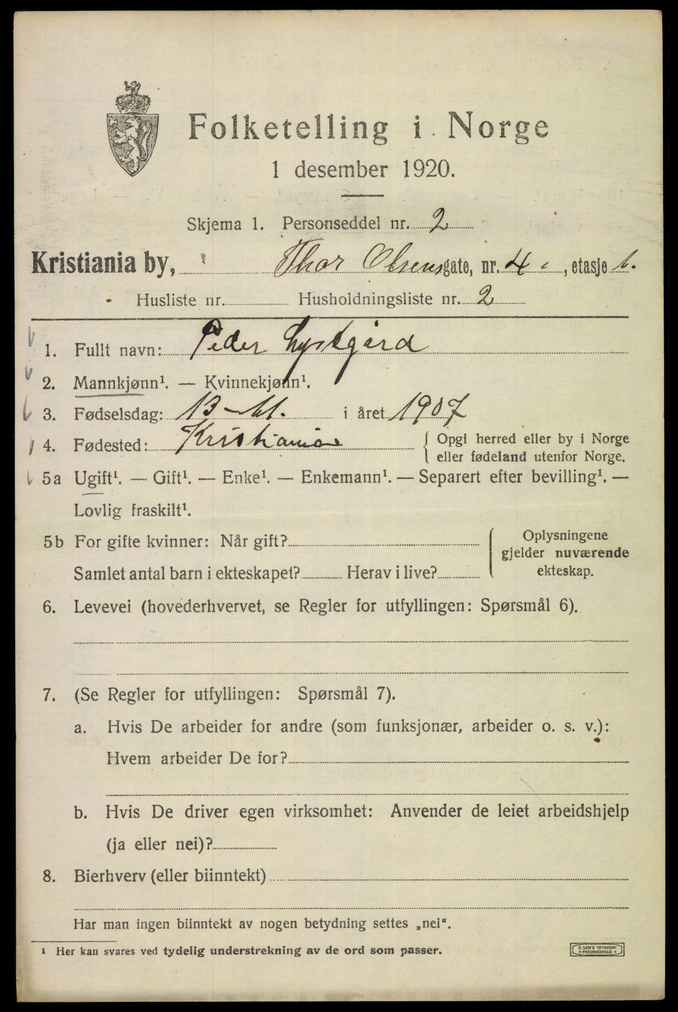 SAO, 1920 census for Kristiania, 1920, p. 573405