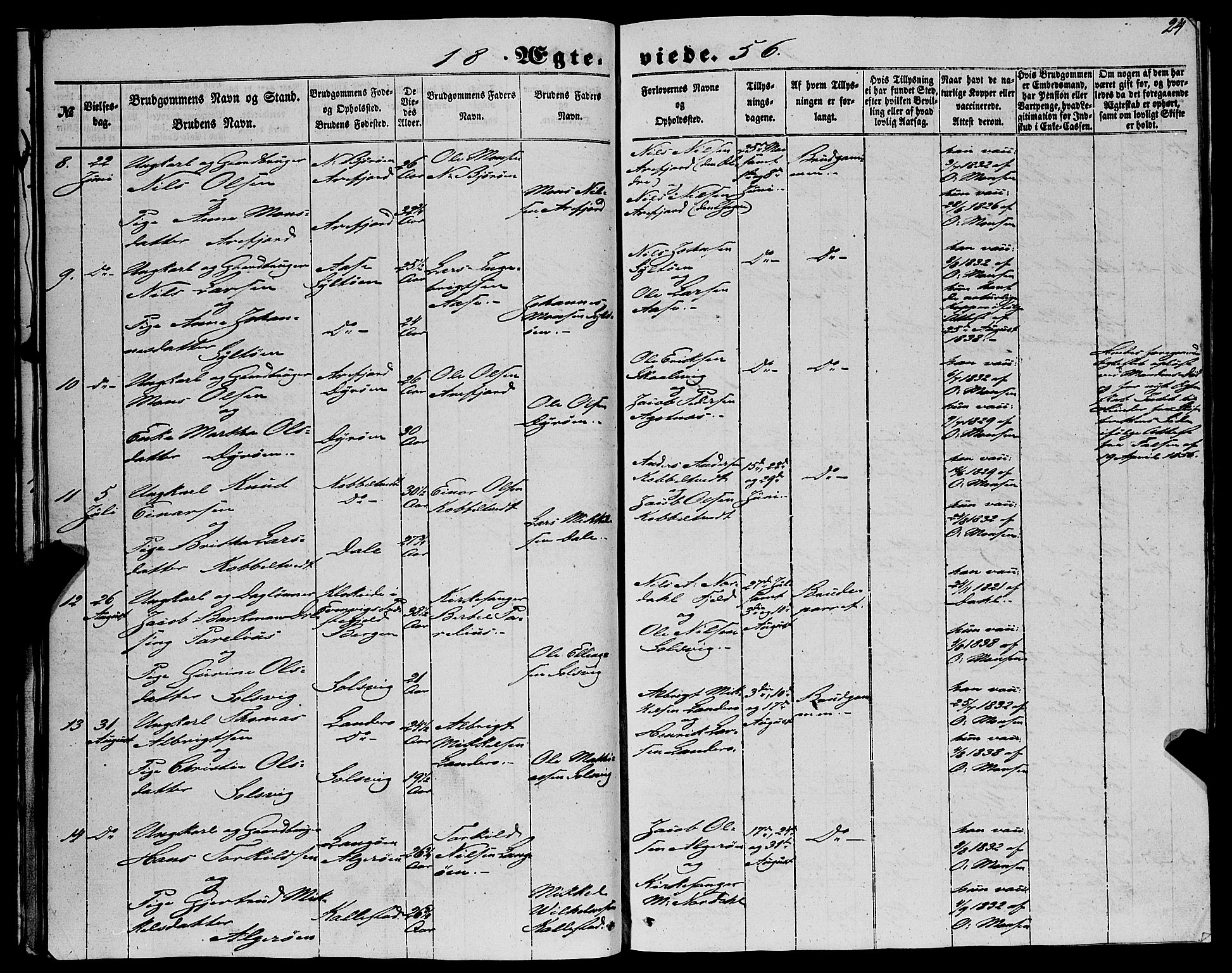 Fjell sokneprestembete, SAB/A-75301/H/Haa: Parish register (official) no. A 6, 1849-1877, p. 24