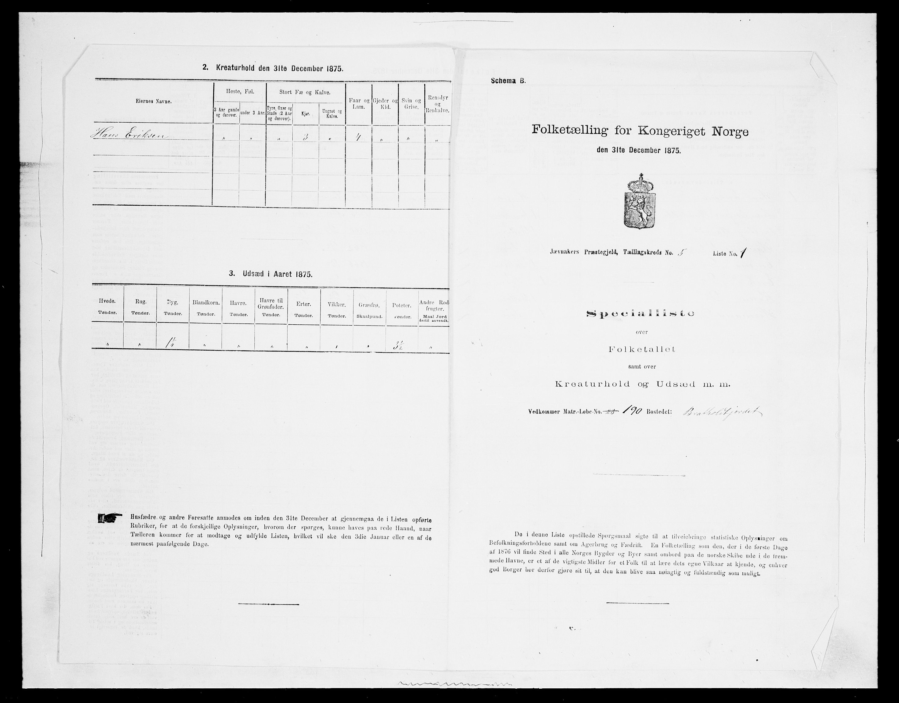 SAH, 1875 census for 0532P Jevnaker, 1875, p. 808