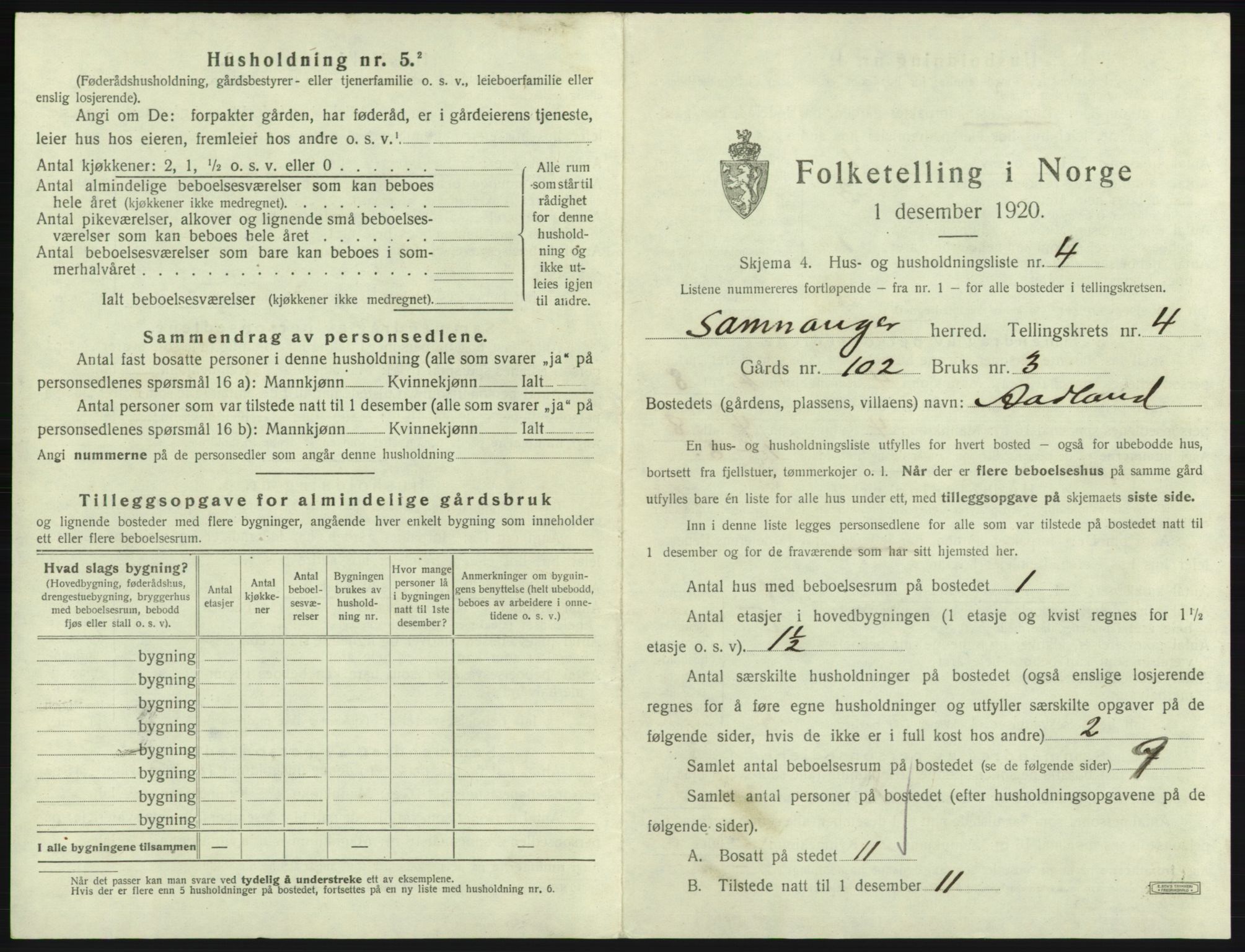 SAB, 1920 census for Samnanger, 1920, p. 205