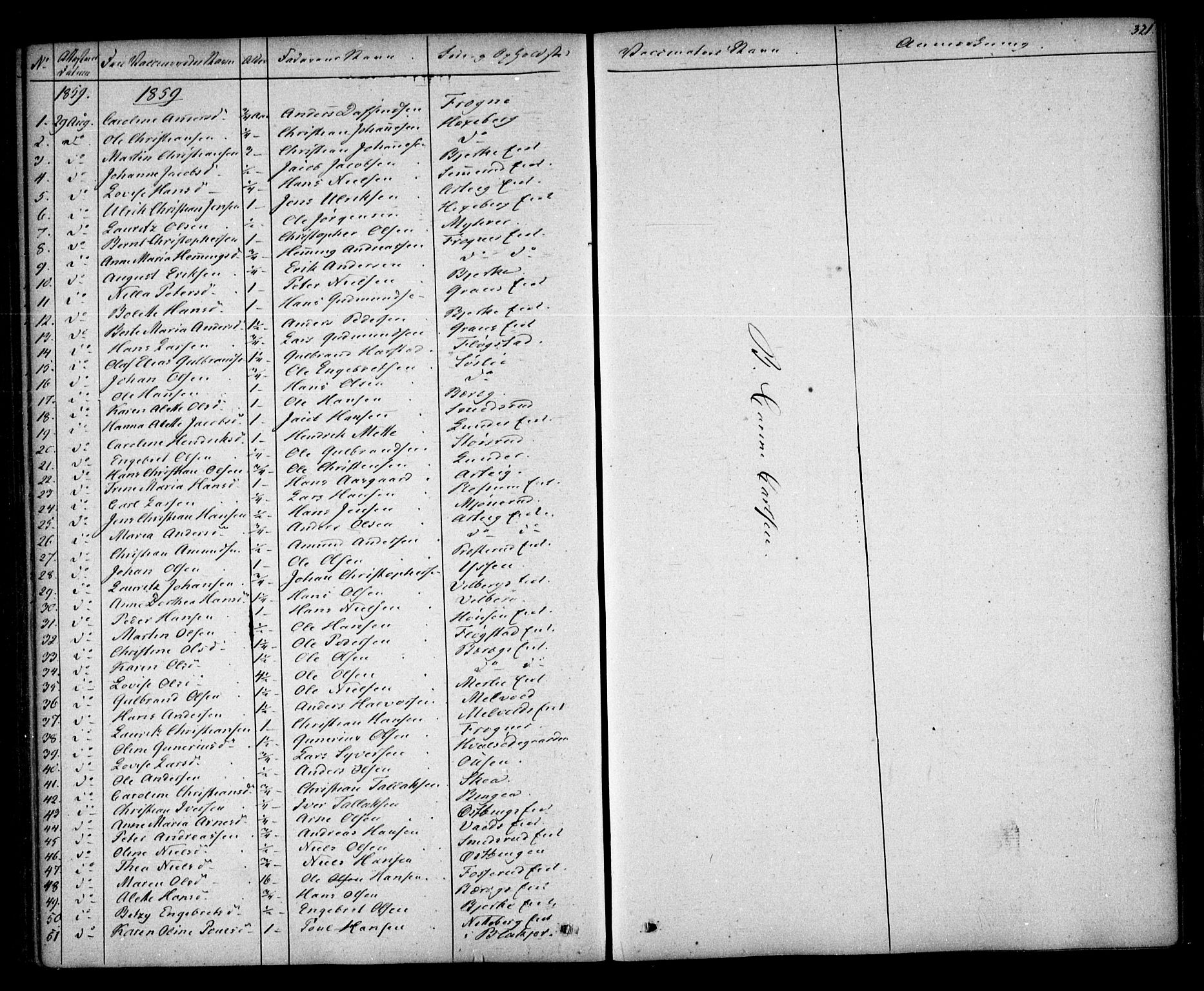 Sørum prestekontor Kirkebøker, SAO/A-10303/F/Fa/L0005: Parish register (official) no. I 5, 1846-1863, p. 321