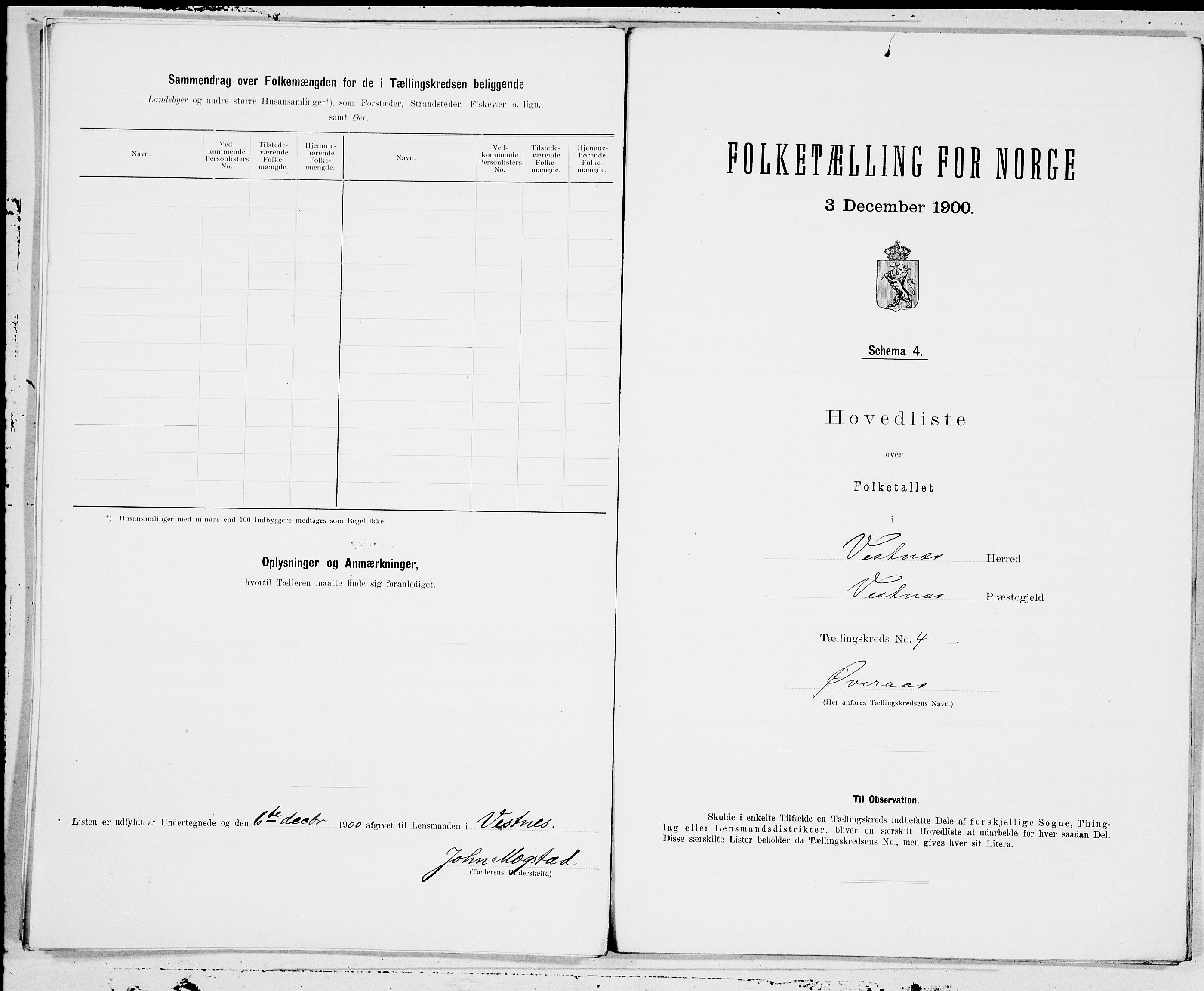 SAT, 1900 census for Vestnes, 1900, p. 8