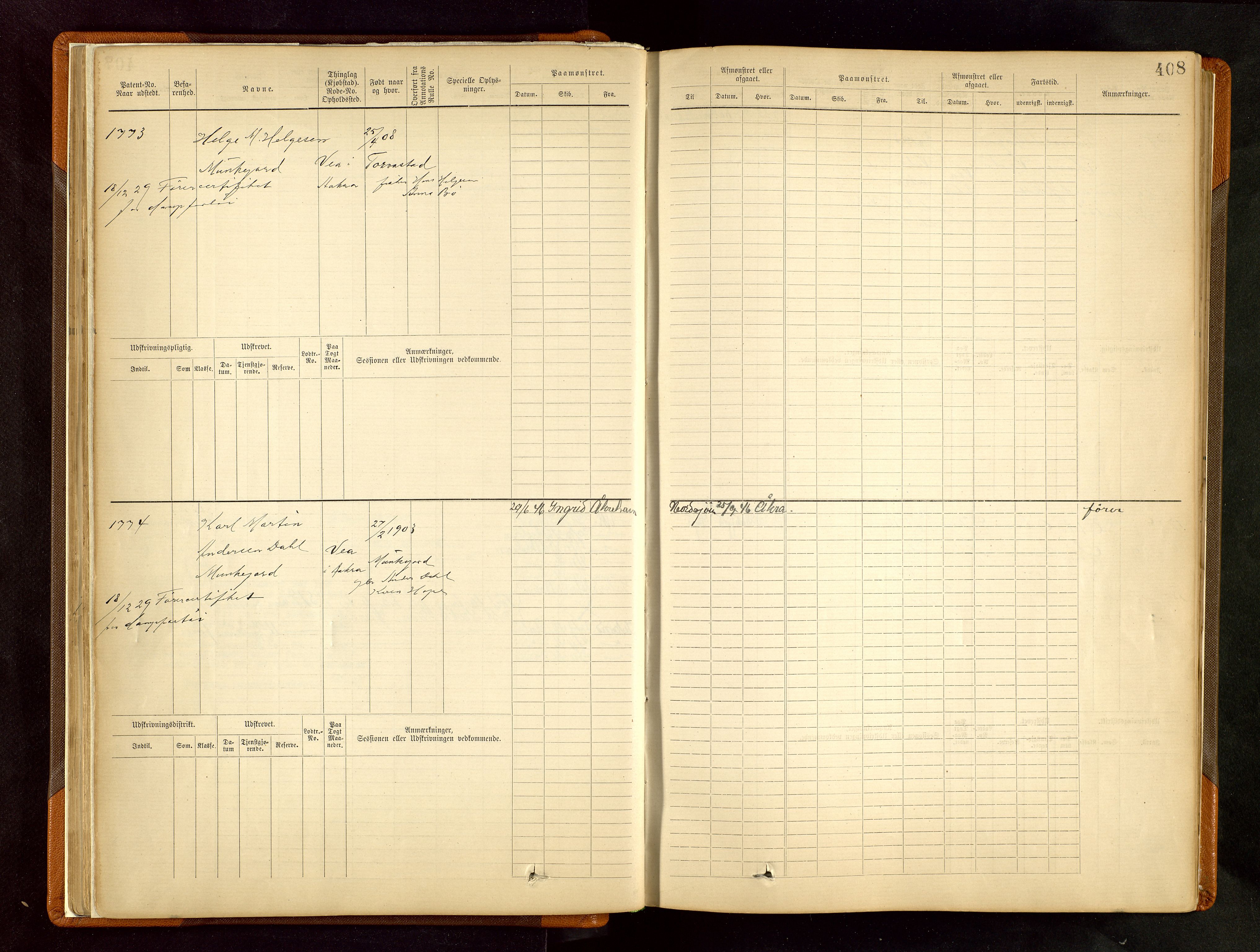 Haugesund sjømannskontor, AV/SAST-A-102007/F/Fb/Fbb/L0002: Sjøfartsrulle Skudenes kretsnr. 959-2439, 1860-1948, p. 408