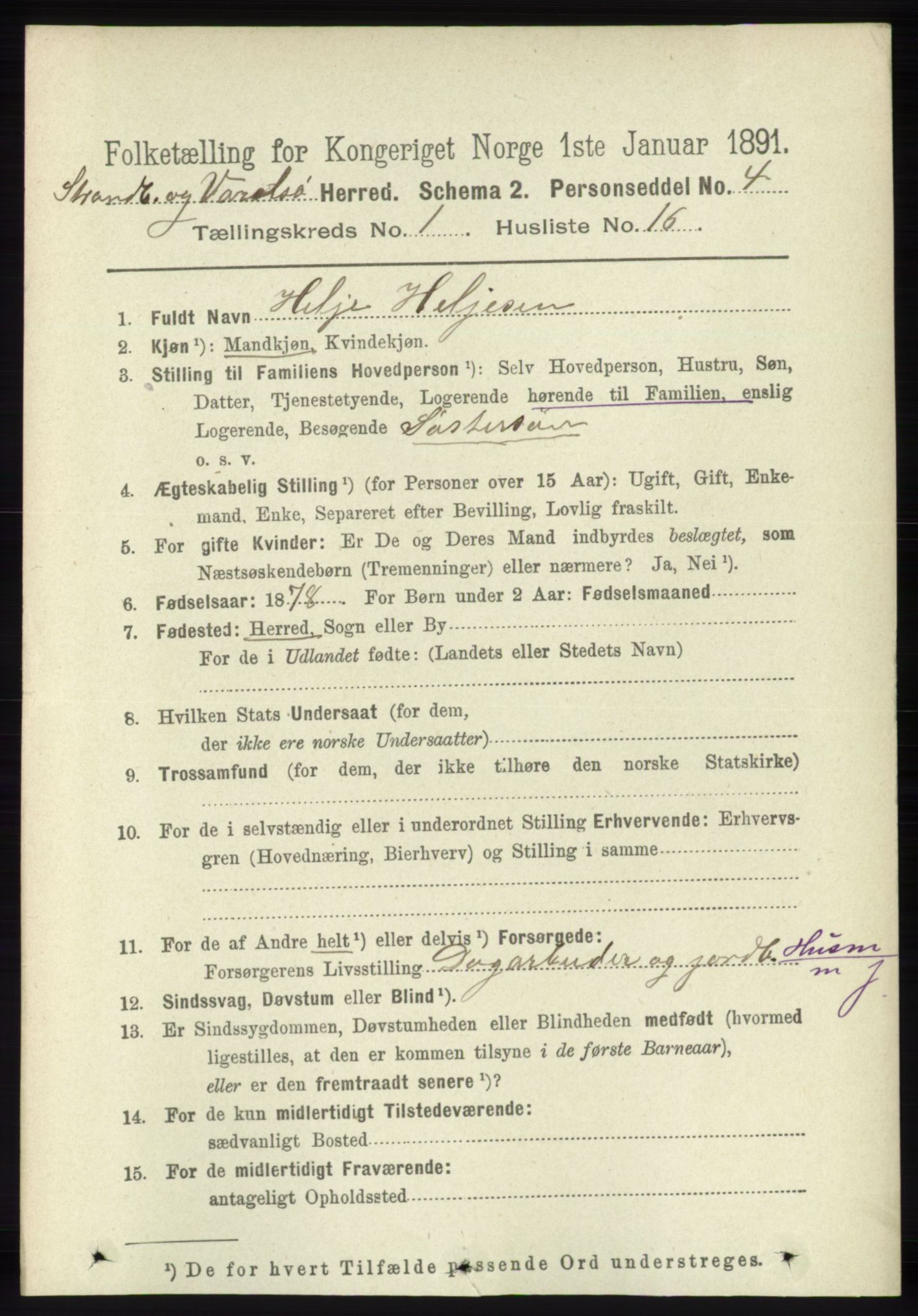 RA, 1891 census for 1226 Strandebarm og Varaldsøy, 1891, p. 176