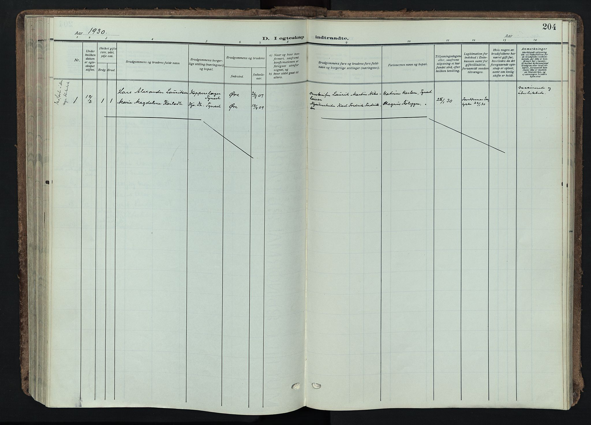 Tynset prestekontor, SAH/PREST-058/H/Ha/Haa/L0026: Parish register (official) no. 26, 1915-1929, p. 204