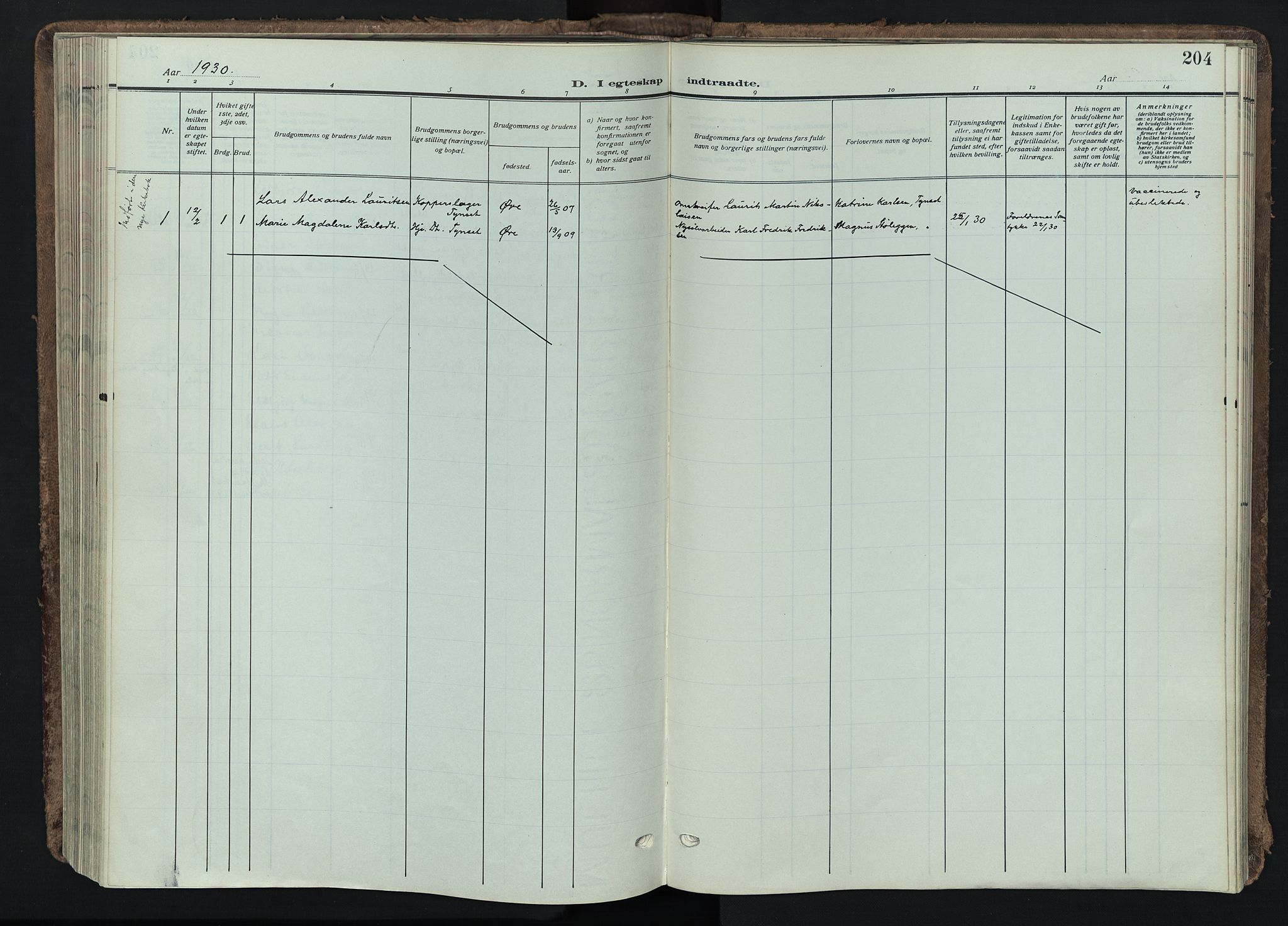 Tynset prestekontor, AV/SAH-PREST-058/H/Ha/Haa/L0026: Parish register (official) no. 26, 1915-1929, p. 204
