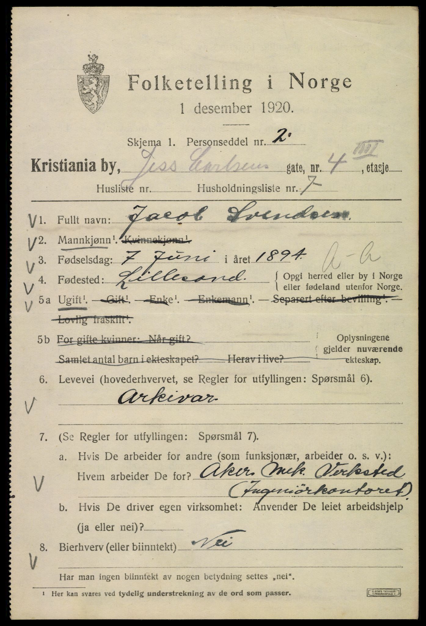 SAO, 1920 census for Kristiania, 1920, p. 323461