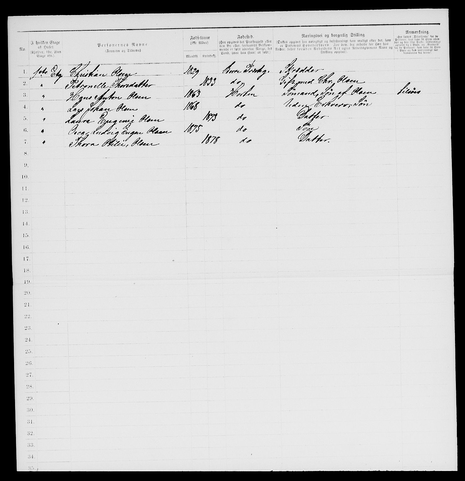 SAKO, 1885 census for 0703 Horten, 1885, p. 349