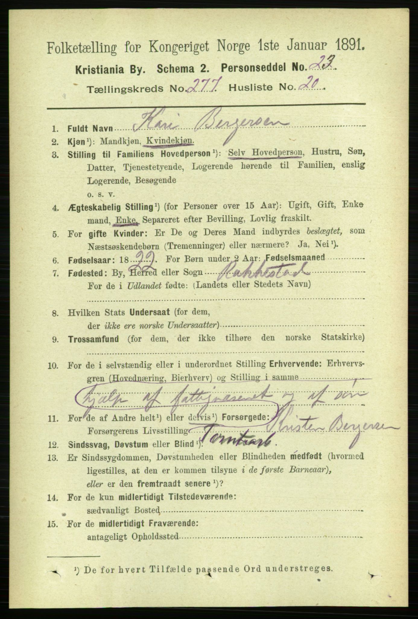 RA, 1891 census for 0301 Kristiania, 1891, p. 168513