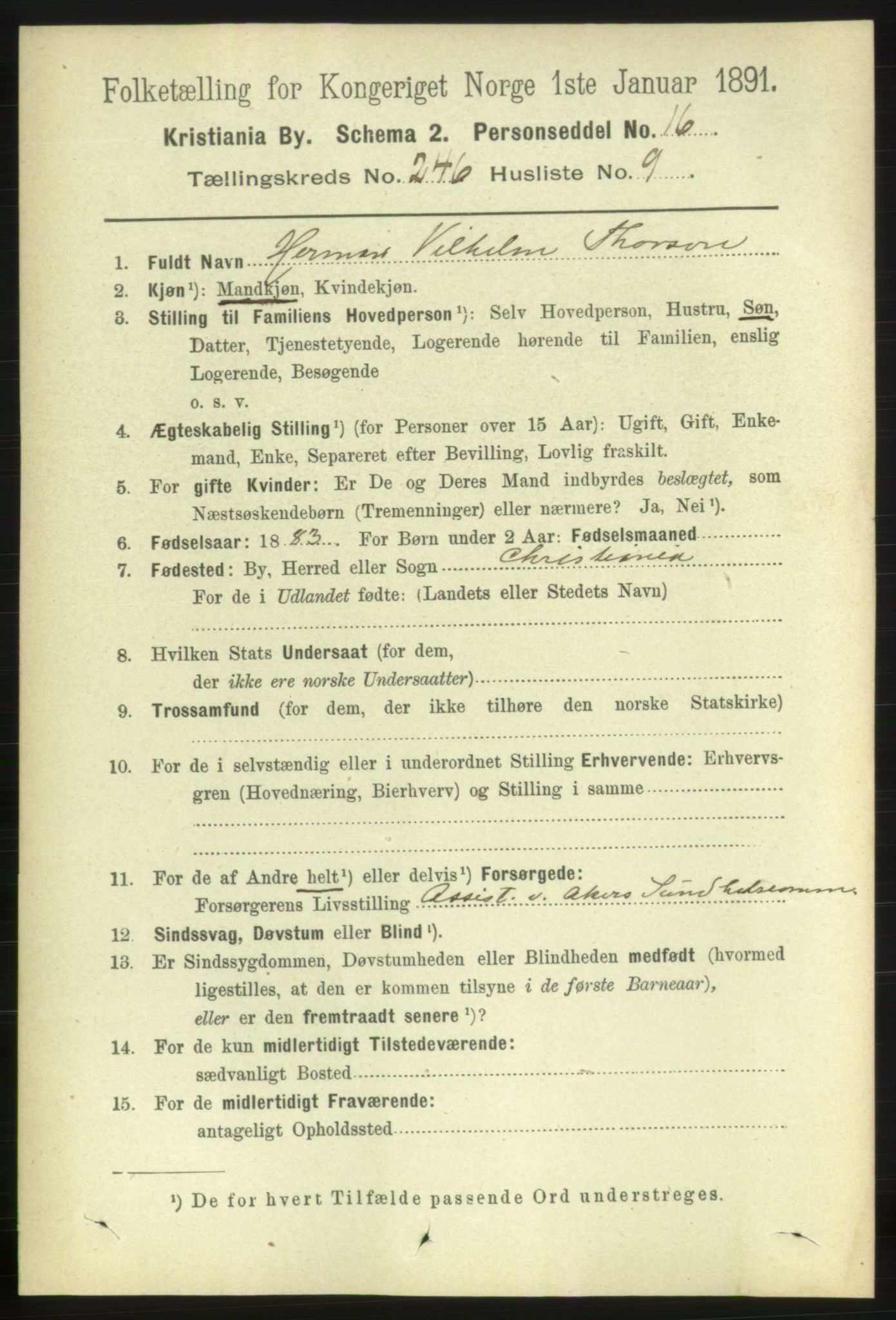 RA, 1891 census for 0301 Kristiania, 1891, p. 150087