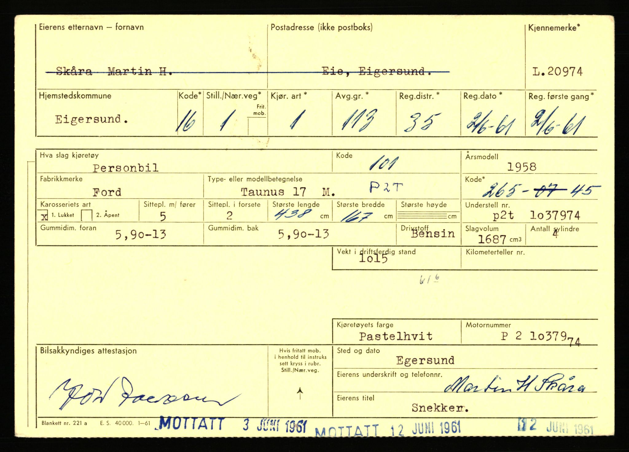 Stavanger trafikkstasjon, AV/SAST-A-101942/0/F/L0037: L-20500 - L-21499, 1930-1971, p. 1465