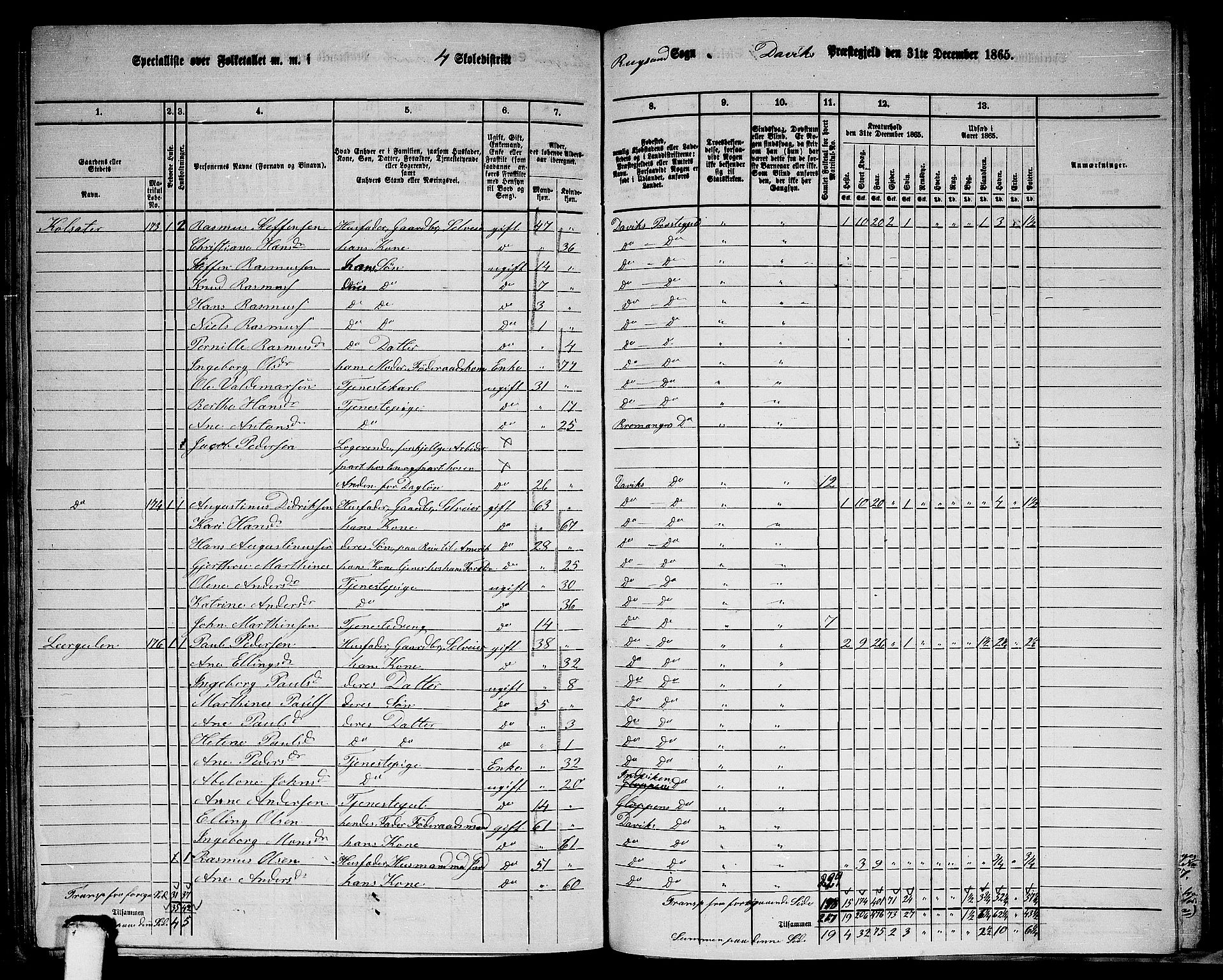 RA, 1865 census for Davik, 1865, p. 88