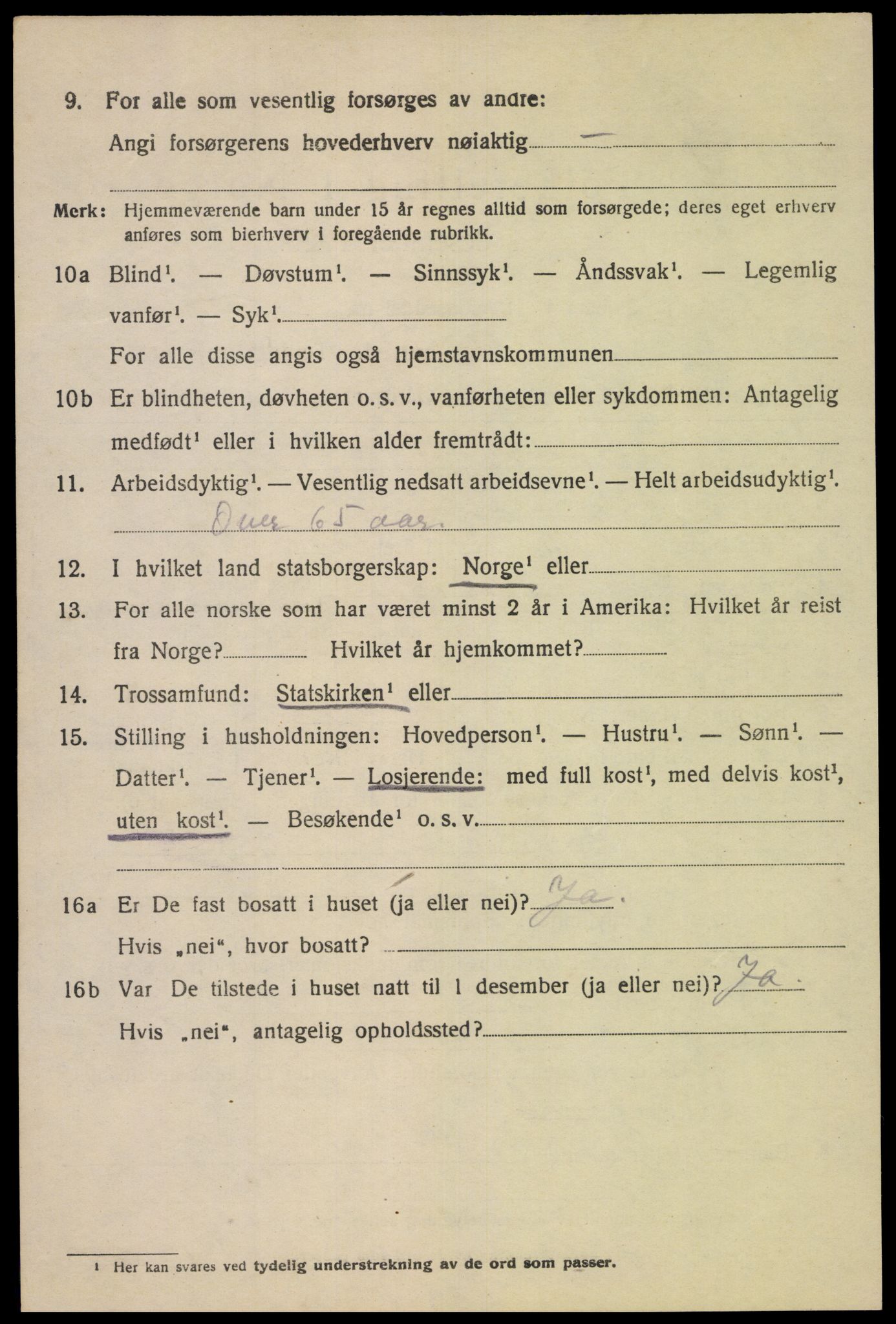 SAK, 1920 census for Øvre Sirdal, 1920, p. 1498