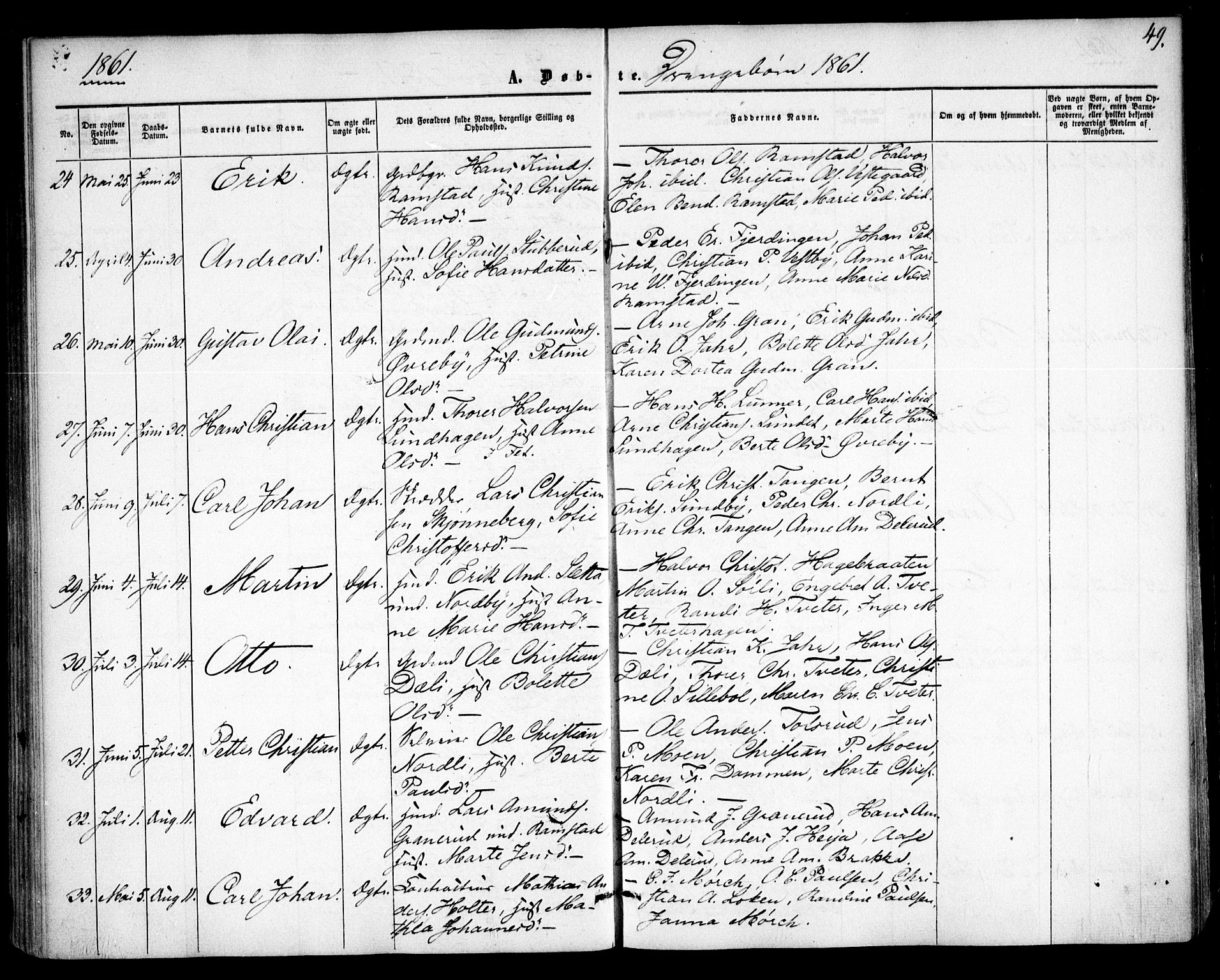 Fet prestekontor Kirkebøker, SAO/A-10370a/F/Fa/L0011: Parish register (official) no. I 11, 1857-1866, p. 49
