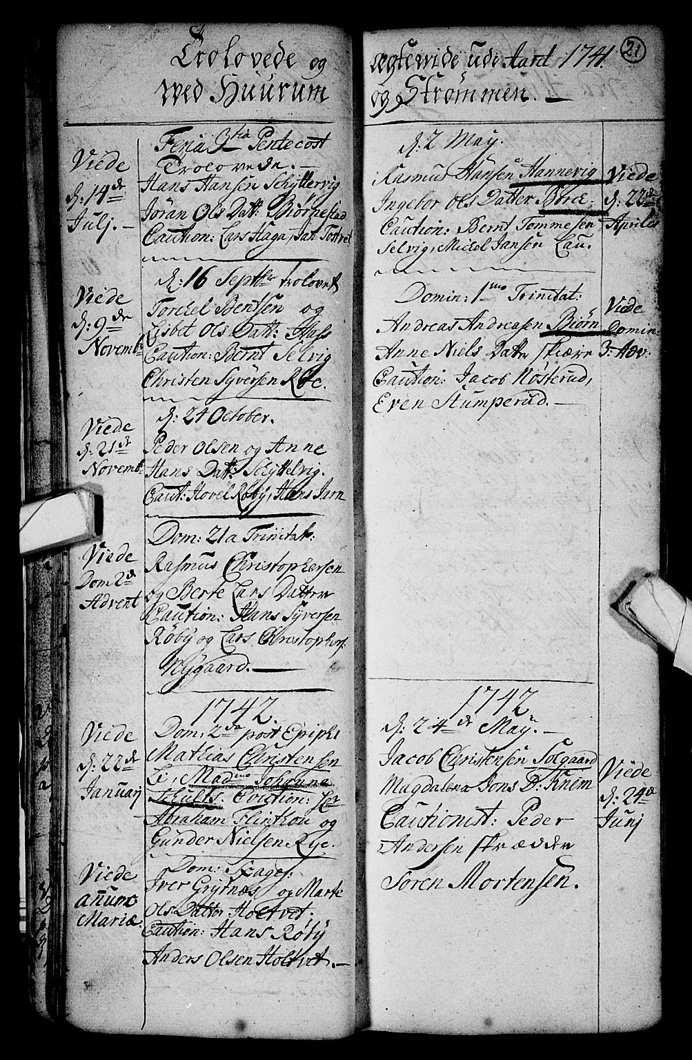 Hurum kirkebøker, SAKO/A-229/F/Fa/L0003: Parish register (official) no. 3, 1733-1757, p. 21
