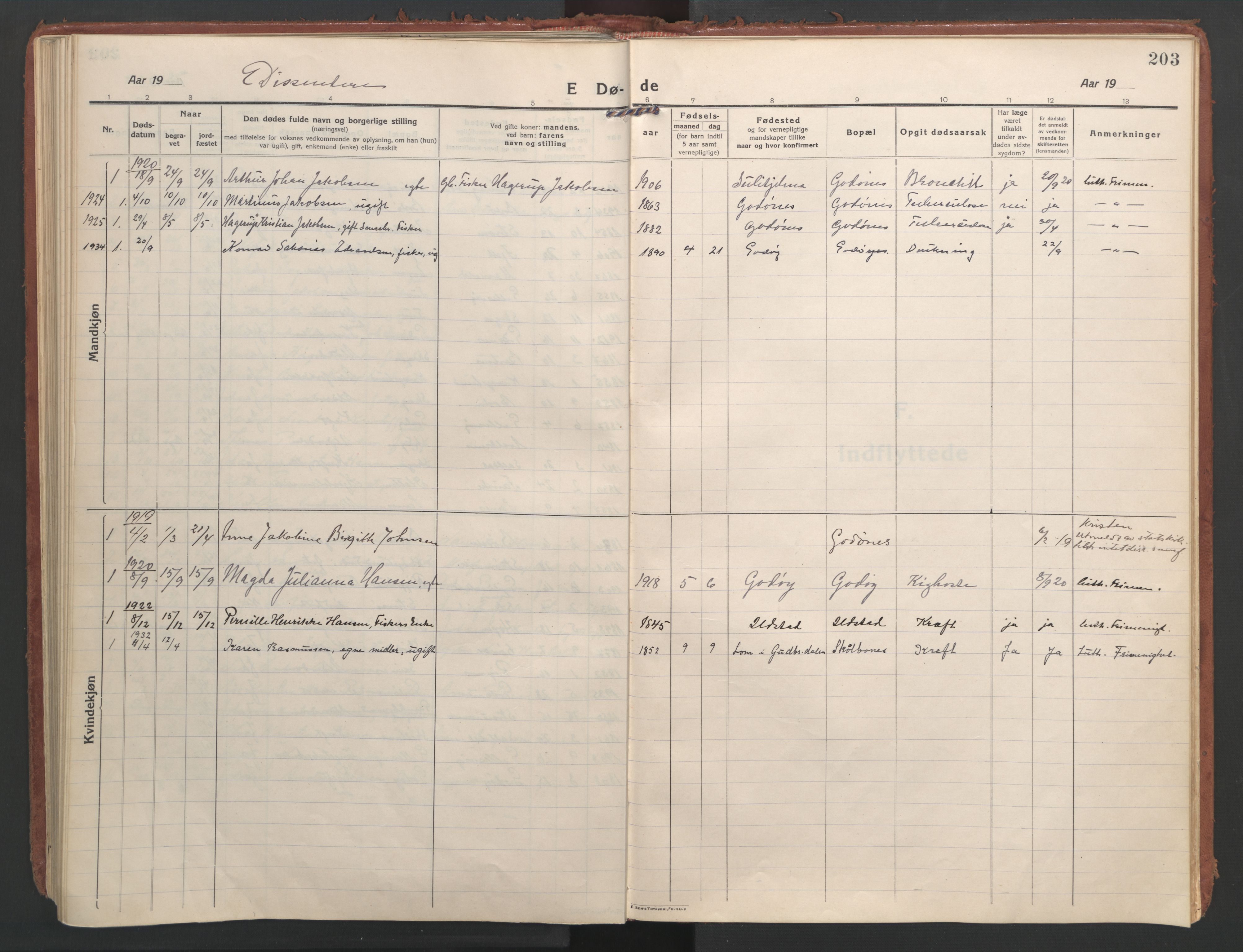 Ministerialprotokoller, klokkerbøker og fødselsregistre - Nordland, SAT/A-1459/804/L0086: Parish register (official) no. 804A07, 1916-1935, p. 203