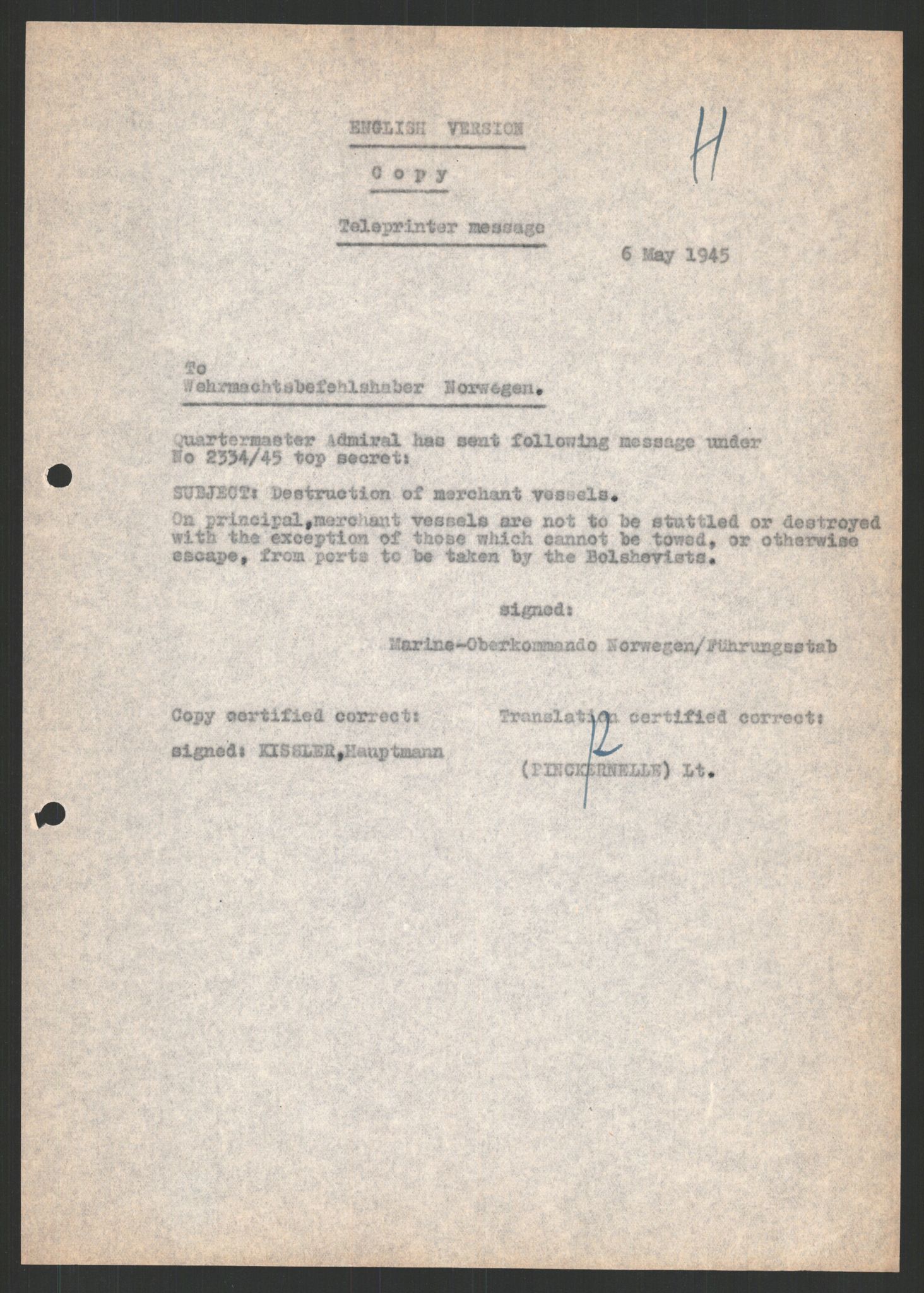 Forsvarets Overkommando. 2 kontor. Arkiv 11.4. Spredte tyske arkivsaker, AV/RA-RAFA-7031/D/Dar/Dara/L0012: AOK Diverse, 1945, p. 4