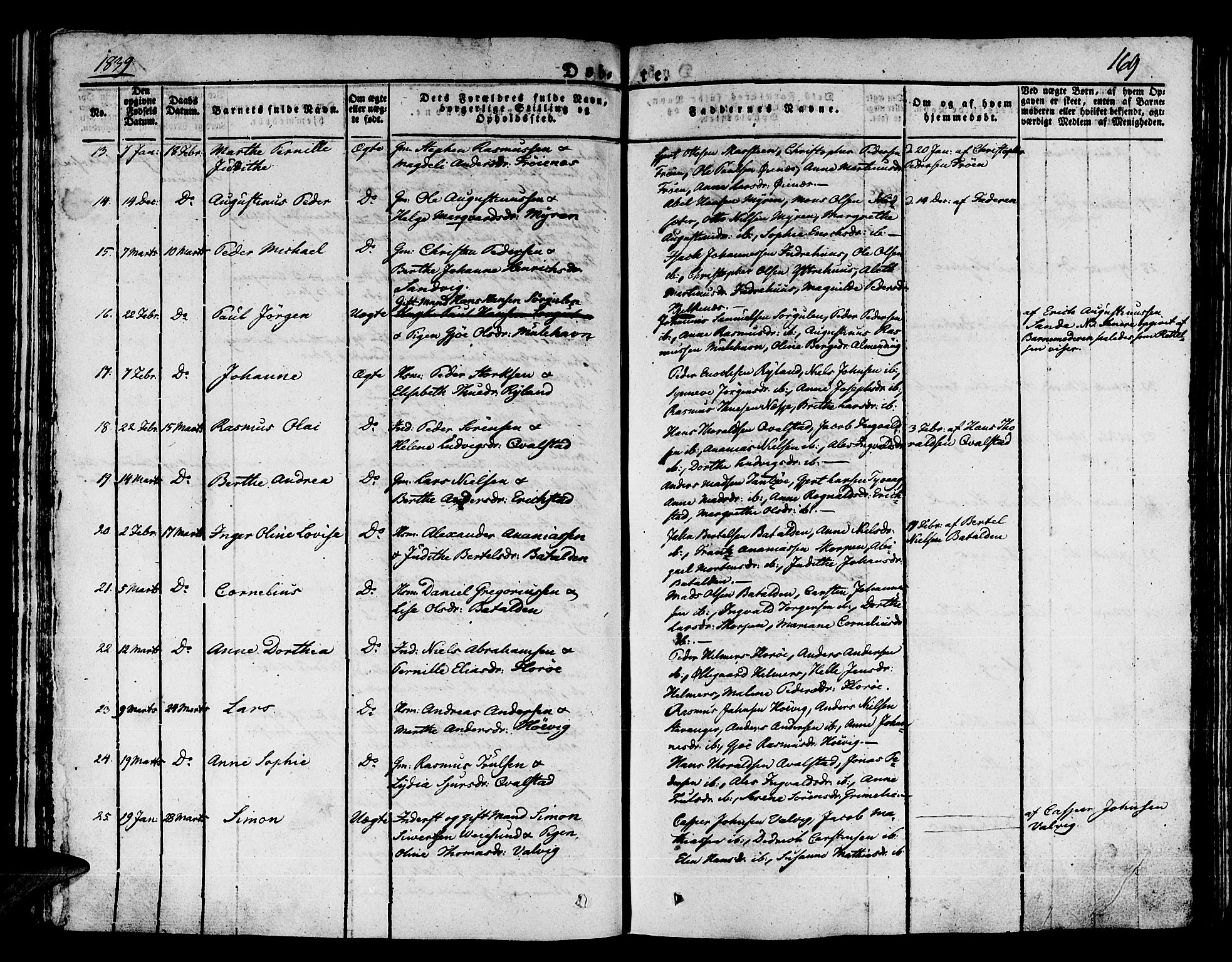 Kinn sokneprestembete, AV/SAB-A-80801/H/Haa/Haaa/L0004/0001: Parish register (official) no. A 4I, 1822-1840, p. 169