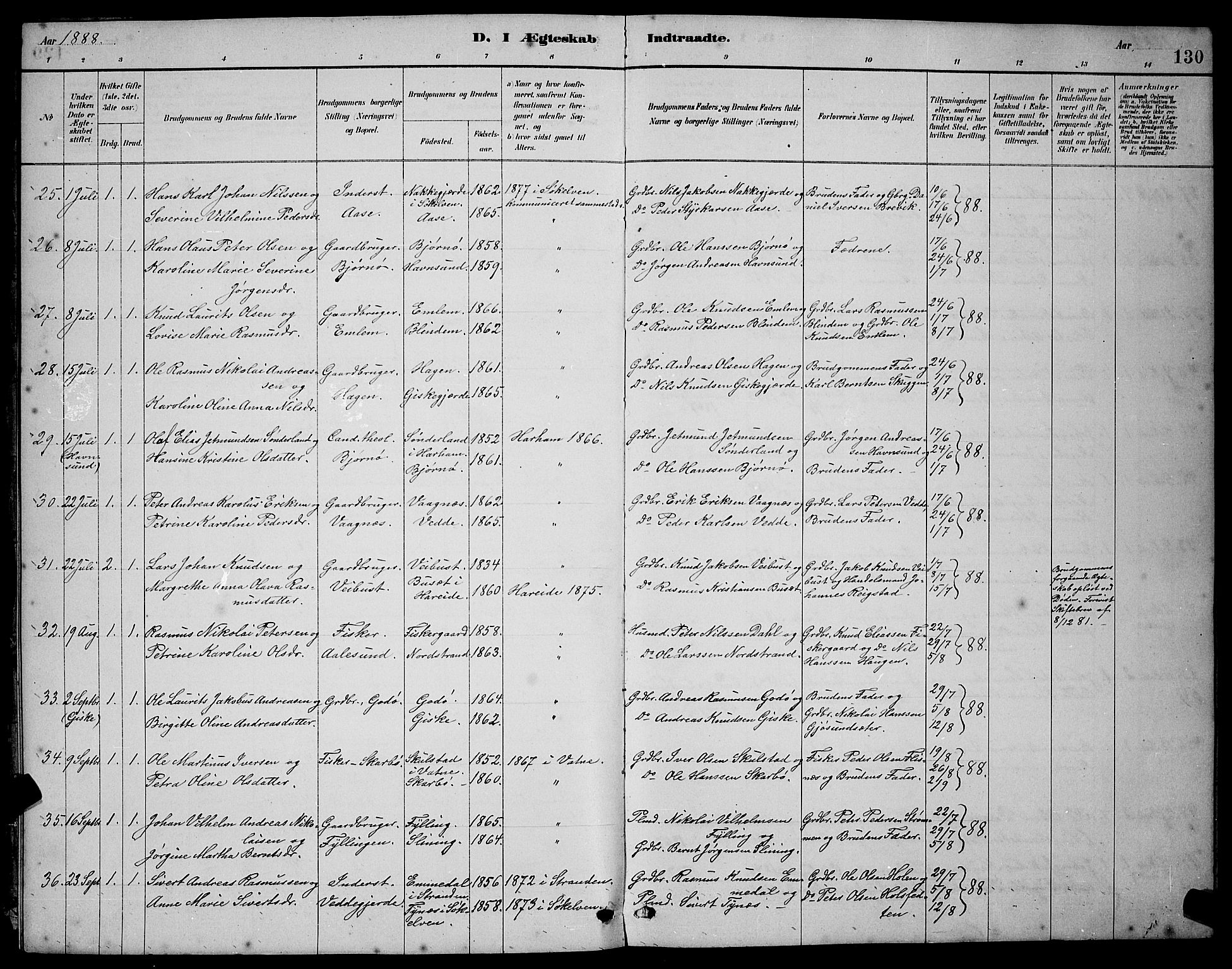 Ministerialprotokoller, klokkerbøker og fødselsregistre - Møre og Romsdal, SAT/A-1454/528/L0430: Parish register (copy) no. 528C11, 1884-1899, p. 130
