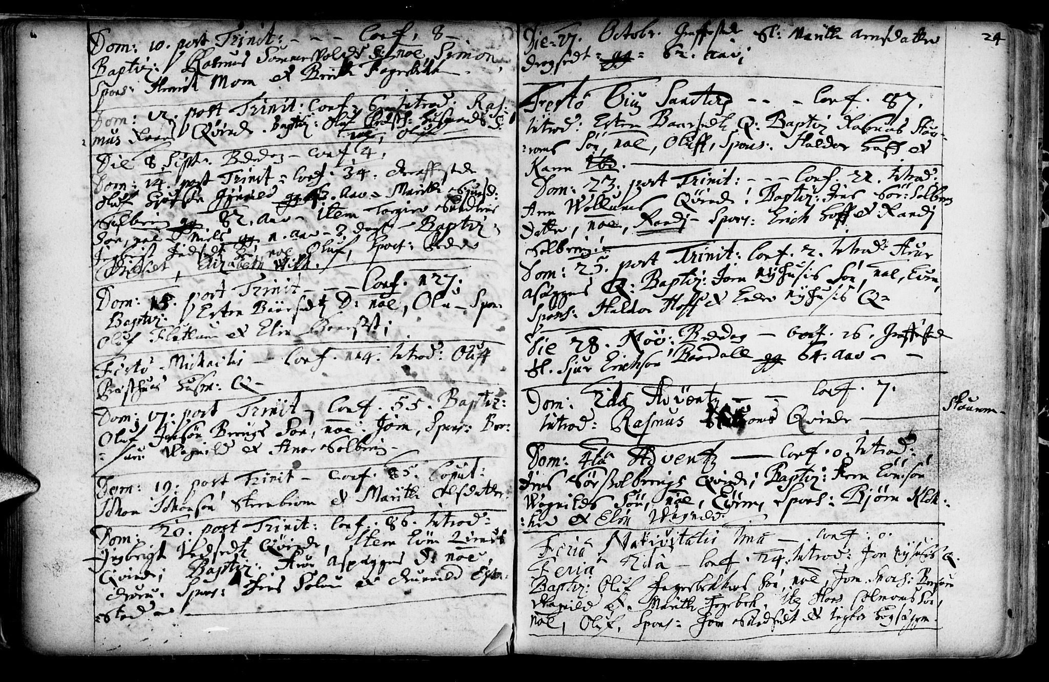 Ministerialprotokoller, klokkerbøker og fødselsregistre - Sør-Trøndelag, SAT/A-1456/689/L1036: Parish register (official) no. 689A01, 1696-1746, p. 24