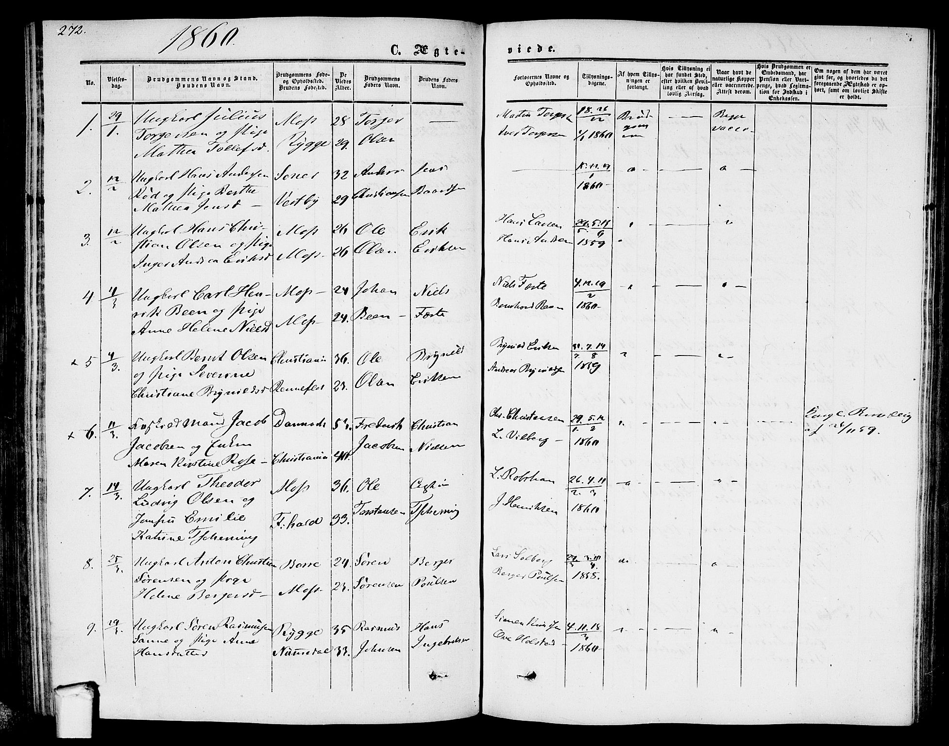 Moss prestekontor Kirkebøker, SAO/A-2003/G/Ga/L0002: Parish register (copy) no. I 2, 1852-1871, p. 272