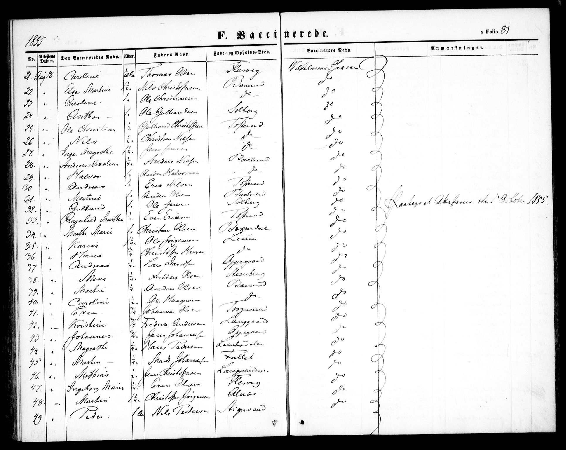 Hurdal prestekontor Kirkebøker, SAO/A-10889/F/Fb/L0001: Parish register (official) no. II 1, 1846-1859, p. 81