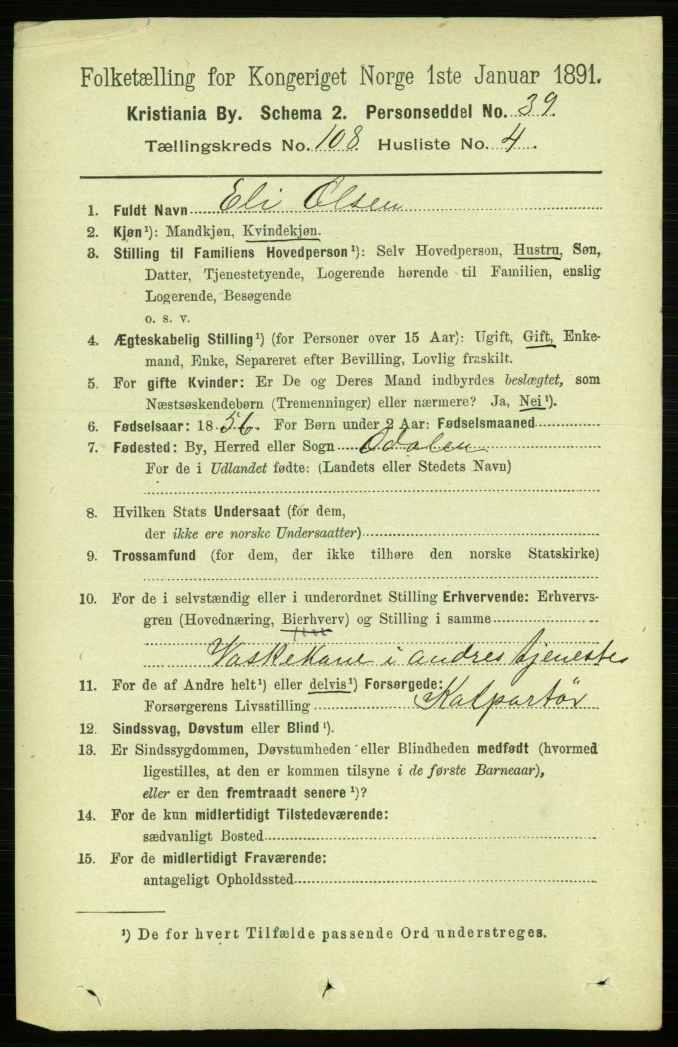 RA, 1891 census for 0301 Kristiania, 1891, p. 55608