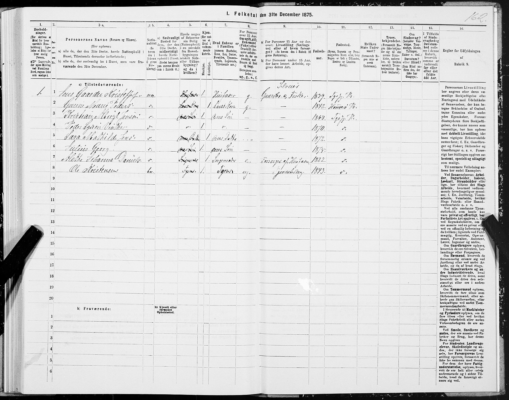 SAT, 1875 census for 1850P Tysfjord, 1875, p. 1162