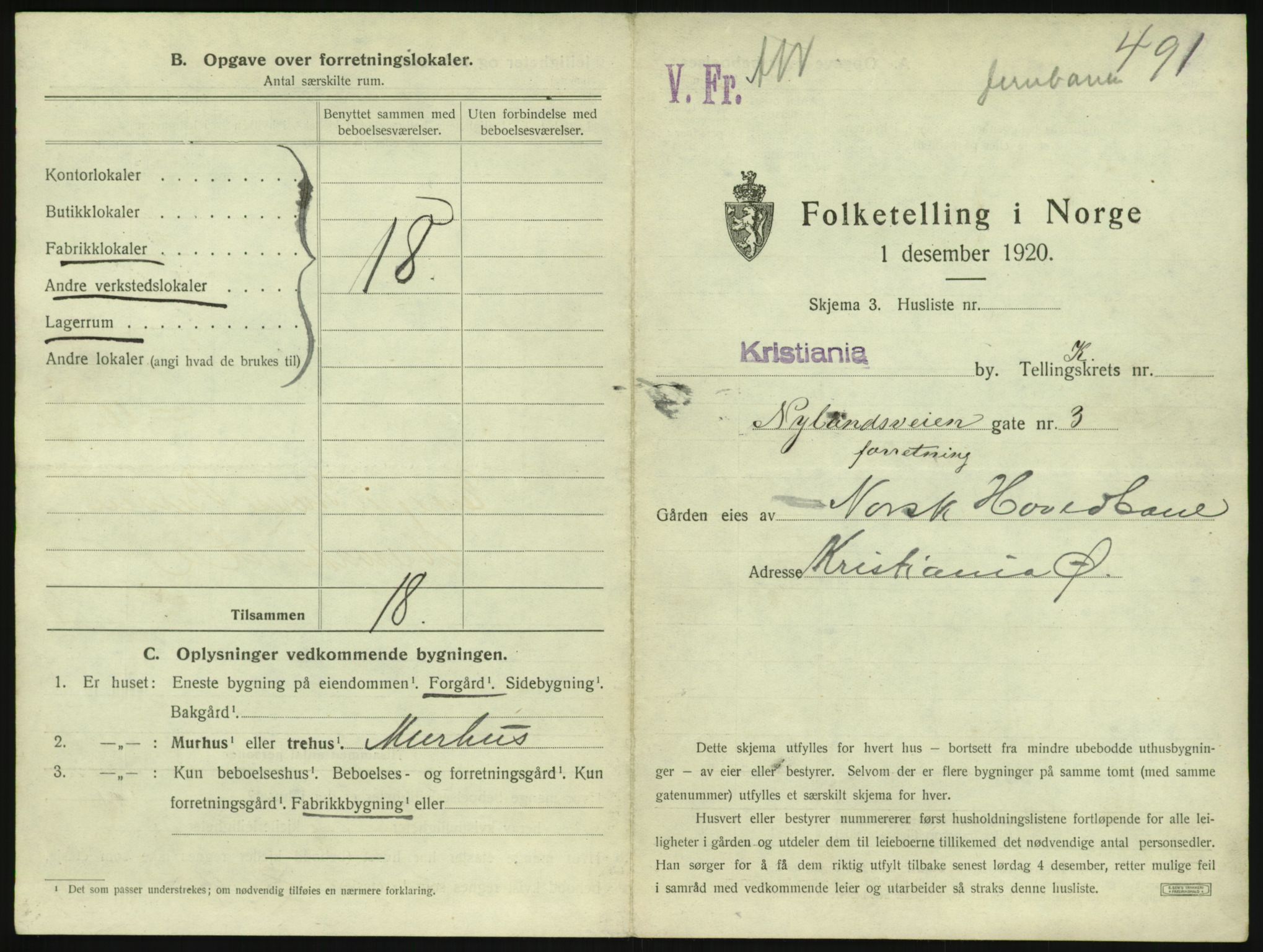 SAO, 1920 census for Kristiania, 1920, p. 74512