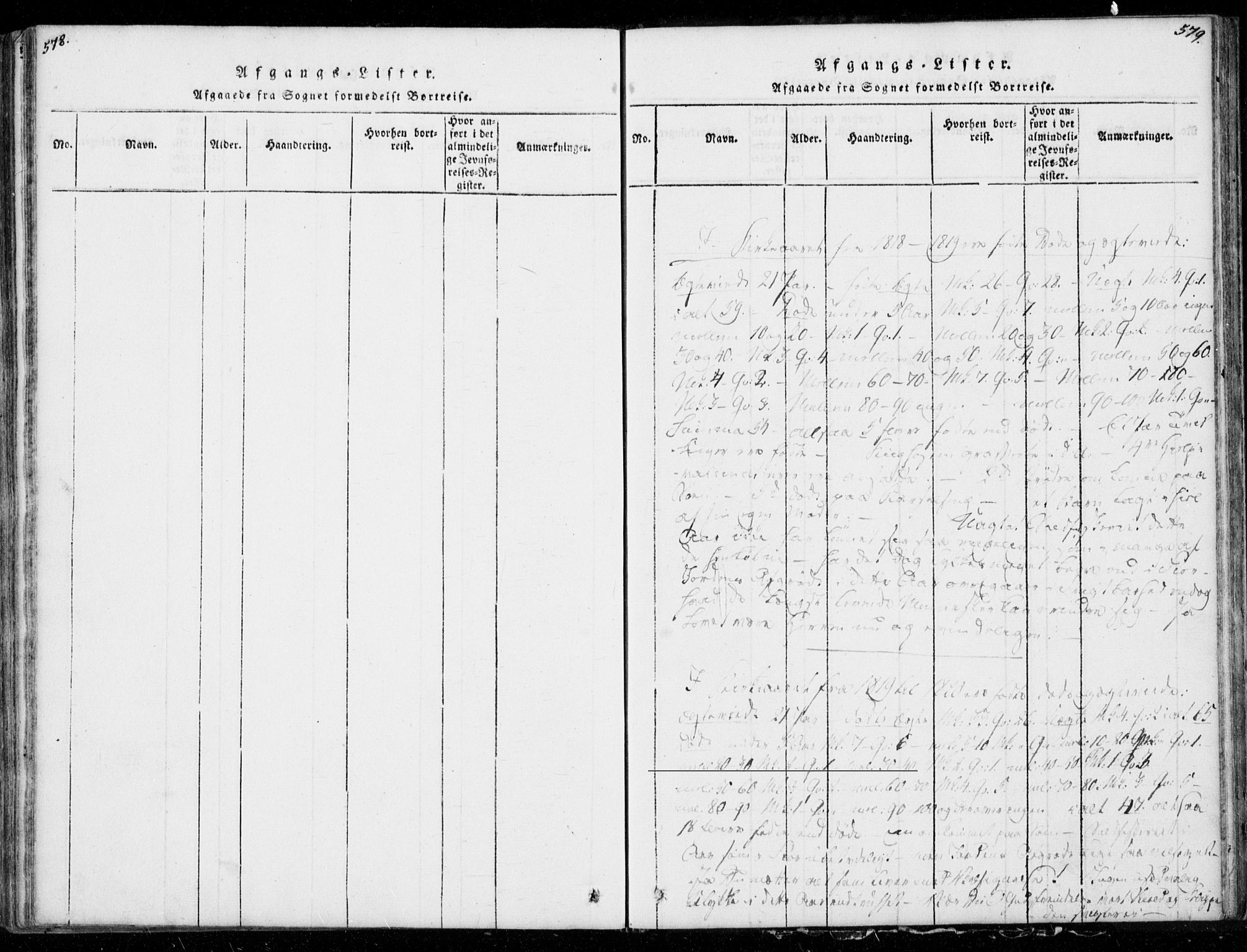 Ministerialprotokoller, klokkerbøker og fødselsregistre - Møre og Romsdal, AV/SAT-A-1454/578/L0903: Parish register (official) no. 578A02, 1819-1838, p. 578-579