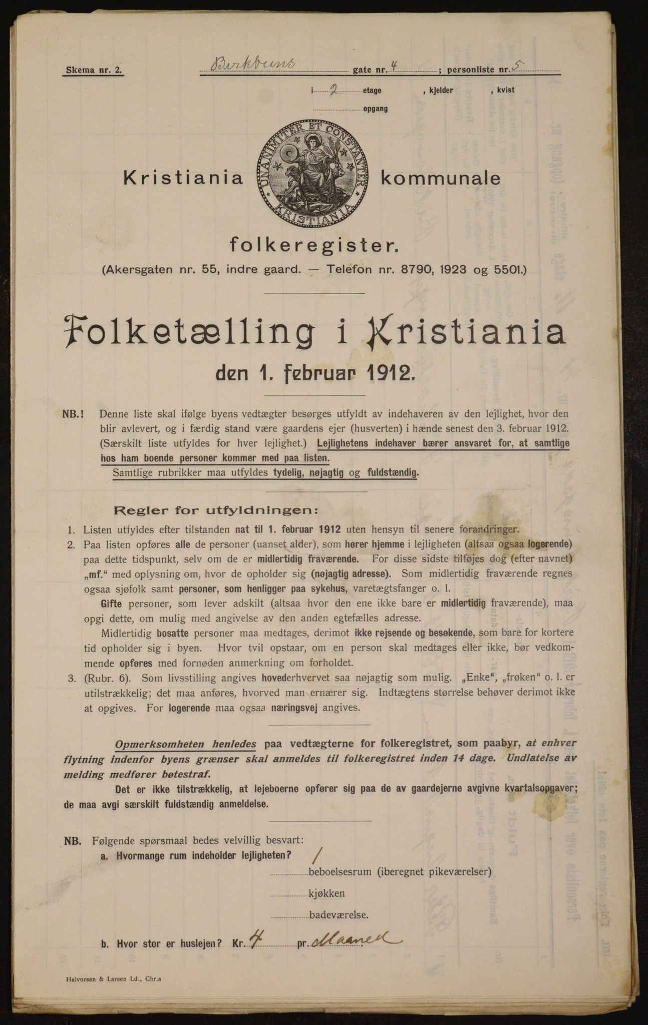 OBA, Municipal Census 1912 for Kristiania, 1912, p. 4926