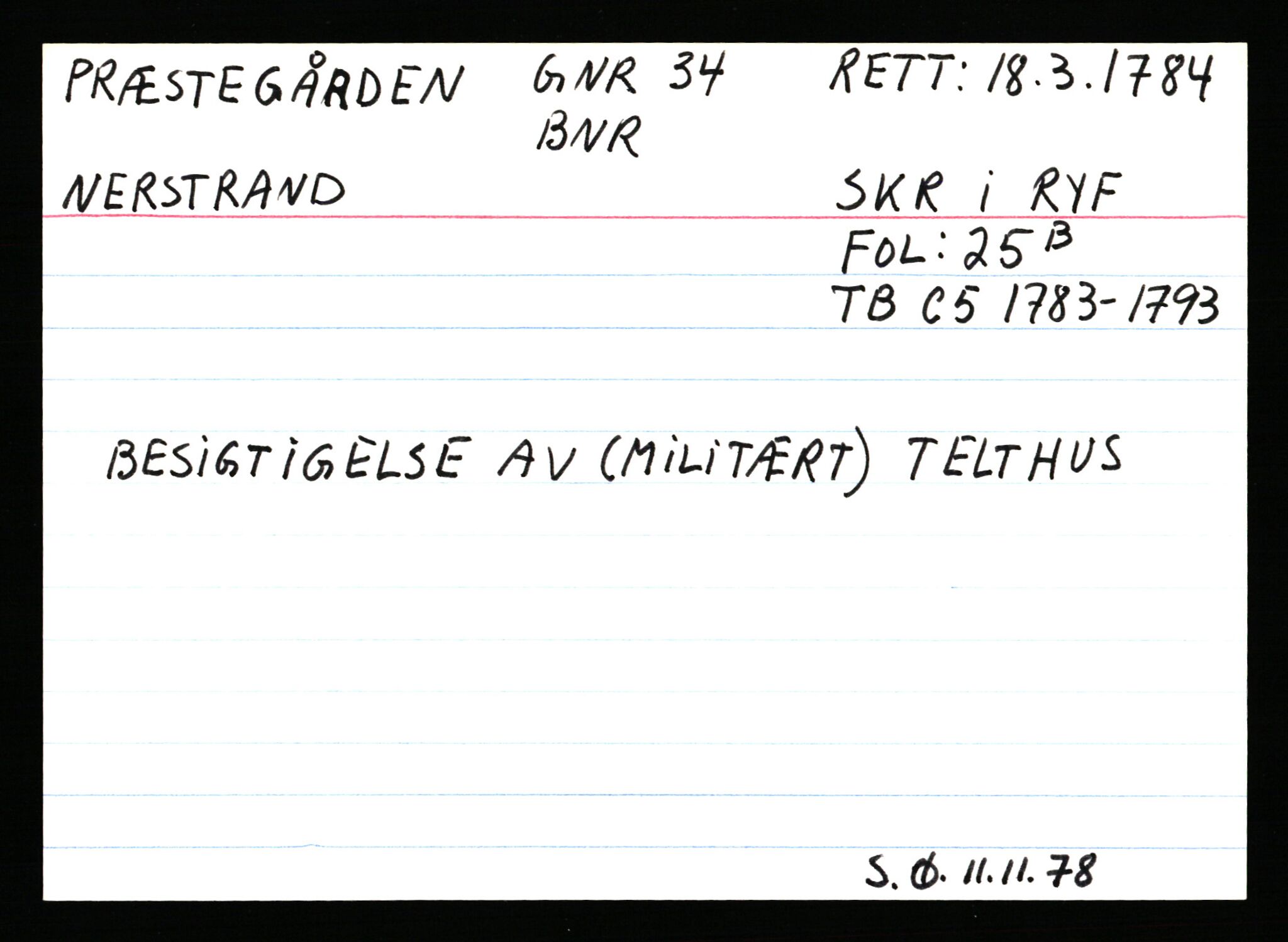 Statsarkivet i Stavanger, AV/SAST-A-101971/03/Y/Ym/L0045: Åstedskort sortert etter gårdsnavn: Prestegården - Rapstad, 1600-1950, p. 22