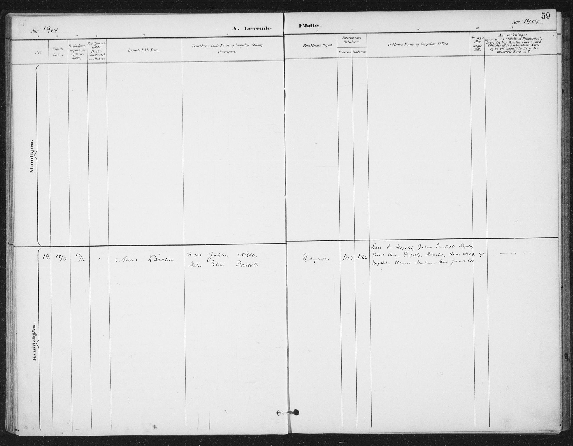 Ministerialprotokoller, klokkerbøker og fødselsregistre - Sør-Trøndelag, SAT/A-1456/657/L0708: Parish register (official) no. 657A09, 1894-1904, p. 59