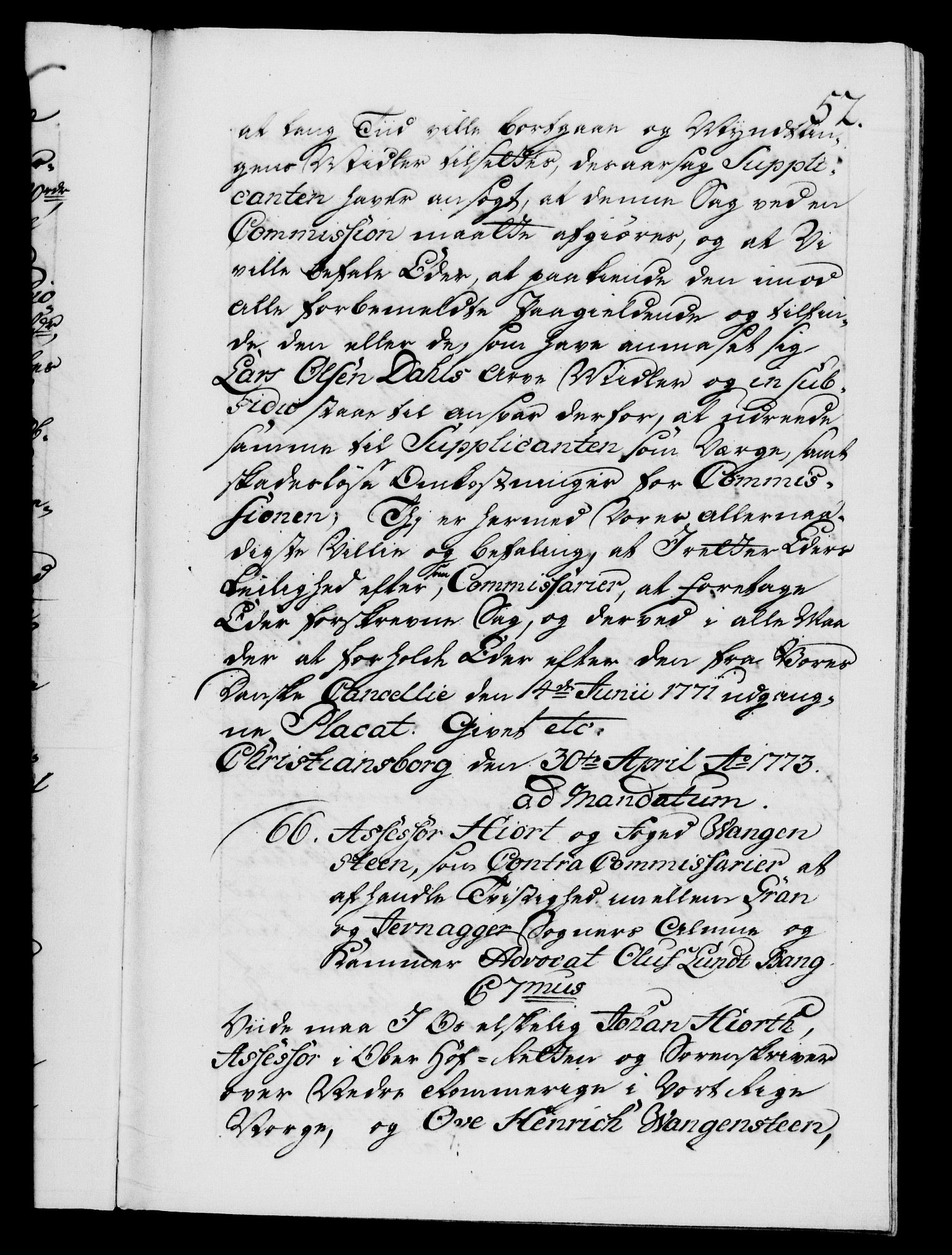 Danske Kanselli 1572-1799, AV/RA-EA-3023/F/Fc/Fca/Fcab/L0041: Norske tegnelser, 1773-1776, p. 52a
