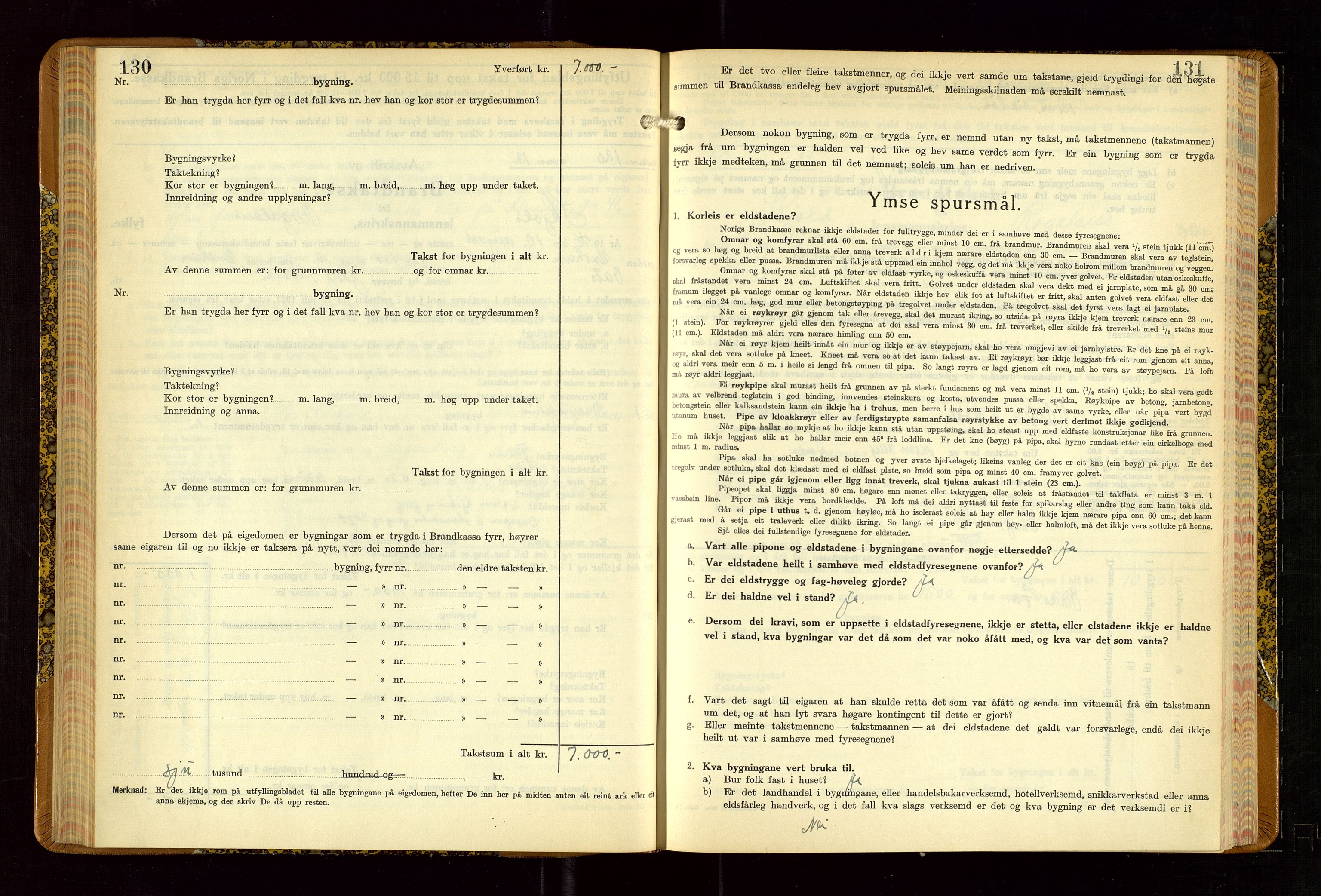 Skjold lensmannskontor, AV/SAST-A-100182/Gob/L0002: "Branntakstbok for Skjold lensmannskrins Rogaland fylke", 1939-1952, p. 130-131