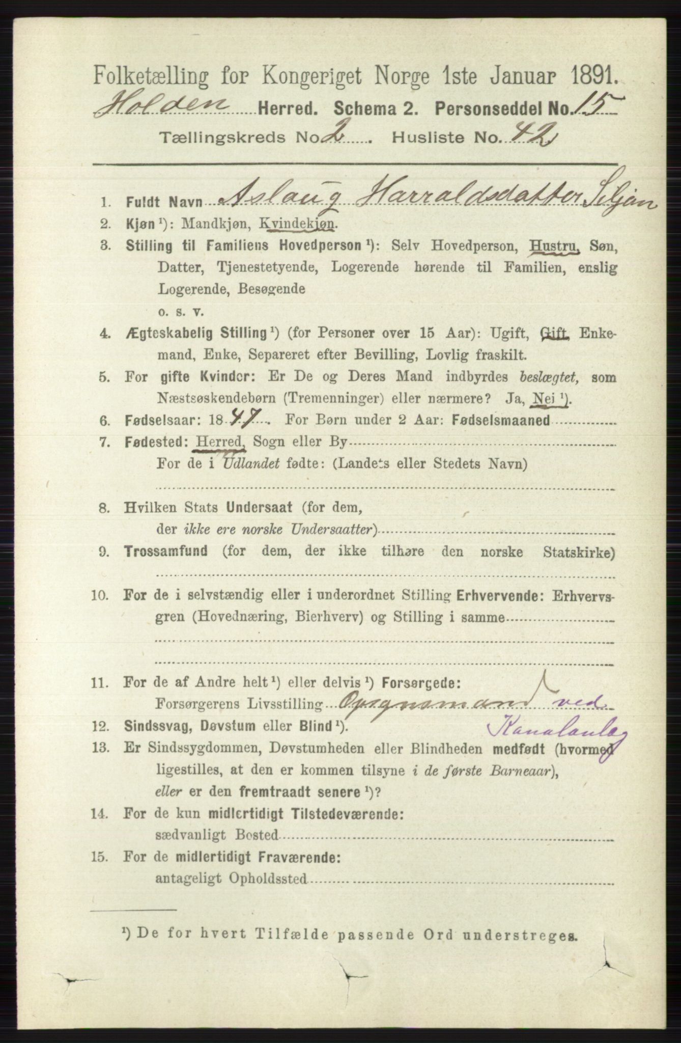 RA, 1891 census for 0819 Holla, 1891, p. 1062