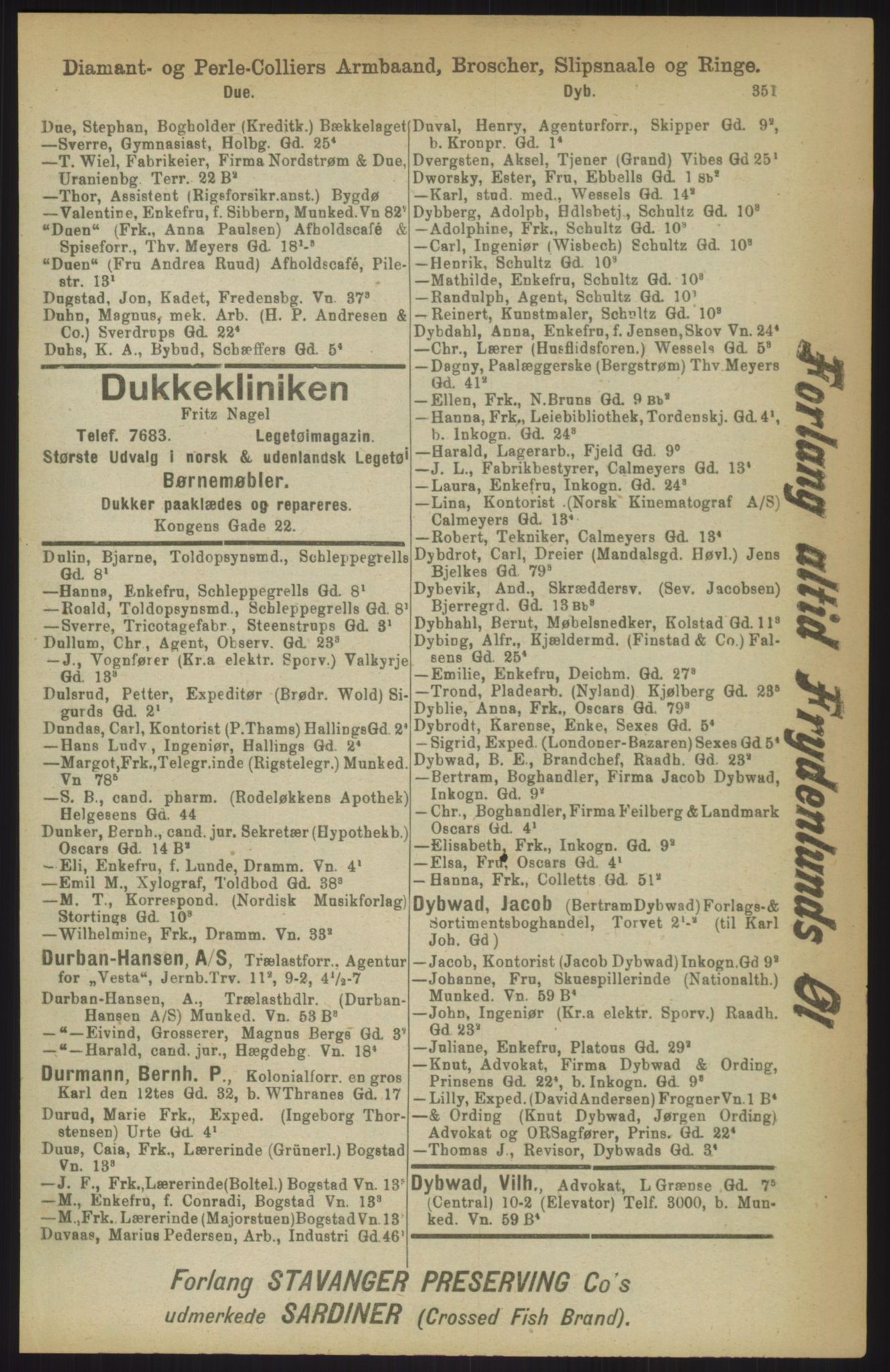 Kristiania/Oslo adressebok, PUBL/-, 1911, p. 351
