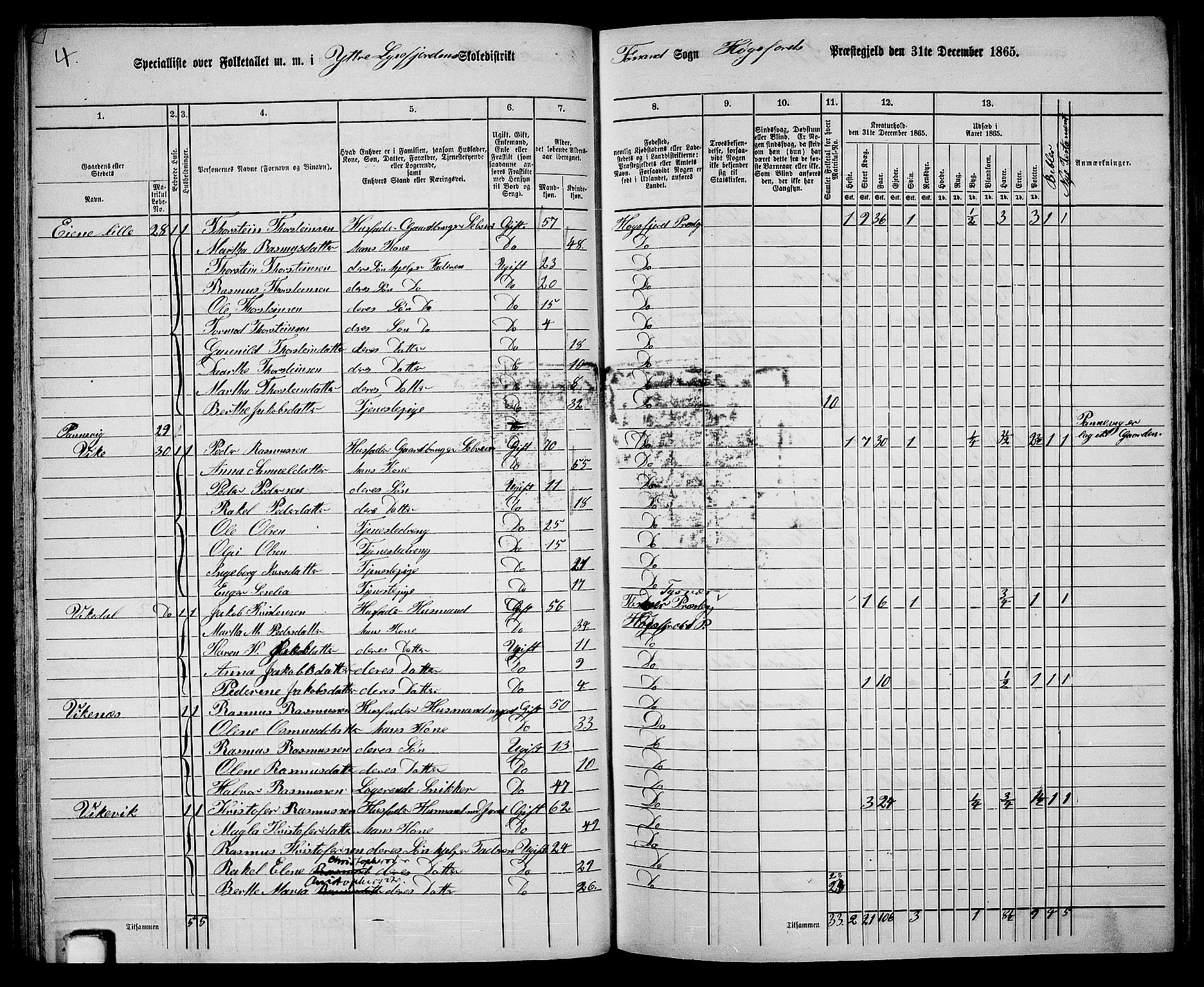 RA, 1865 census for Høgsfjord, 1865, p. 42