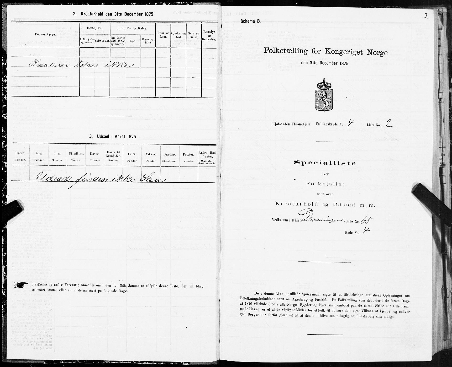 SAT, 1875 census for 1601 Trondheim, 1875, p. 3003