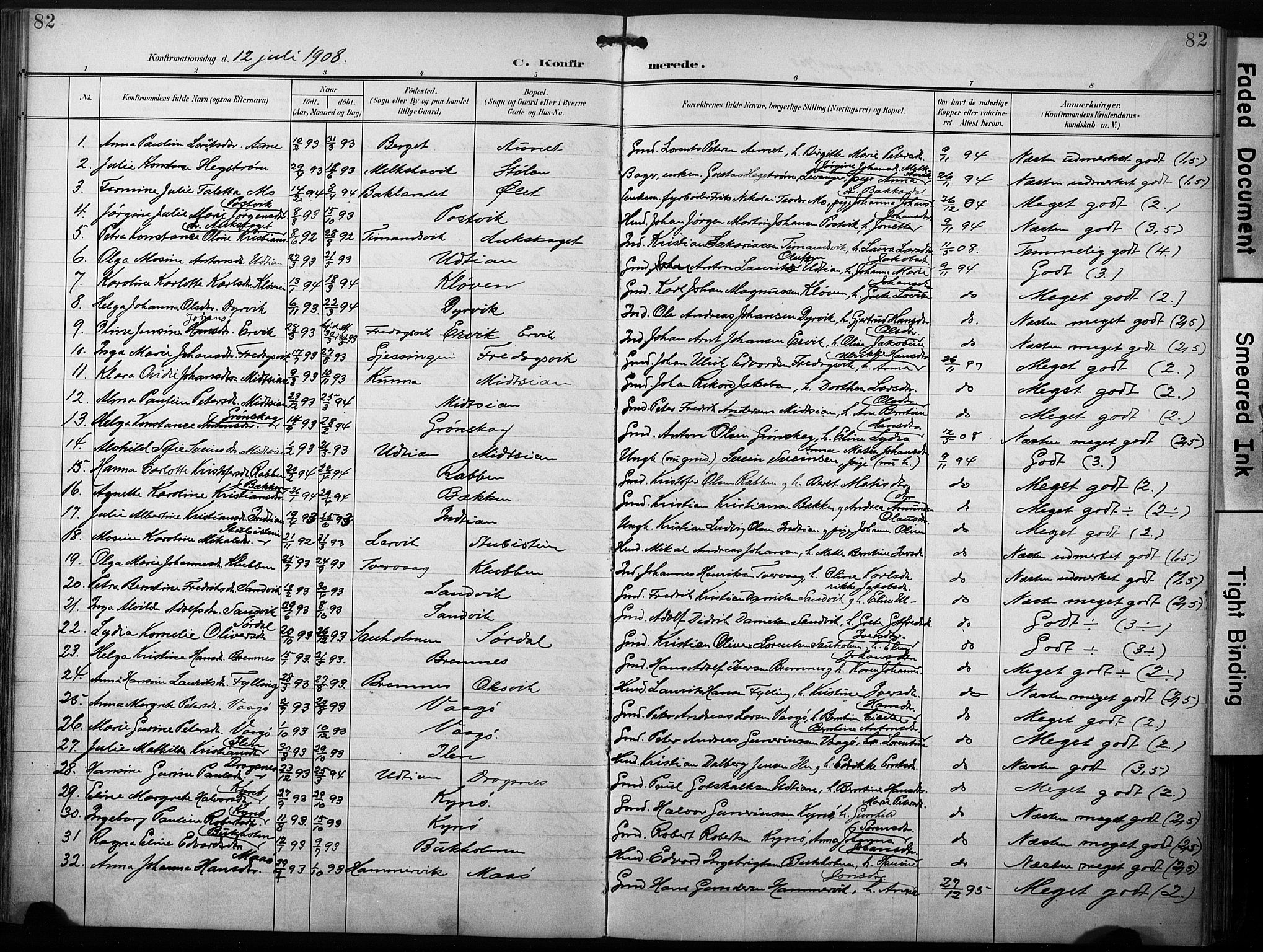 Ministerialprotokoller, klokkerbøker og fødselsregistre - Sør-Trøndelag, SAT/A-1456/640/L0580: Parish register (official) no. 640A05, 1902-1910, p. 82