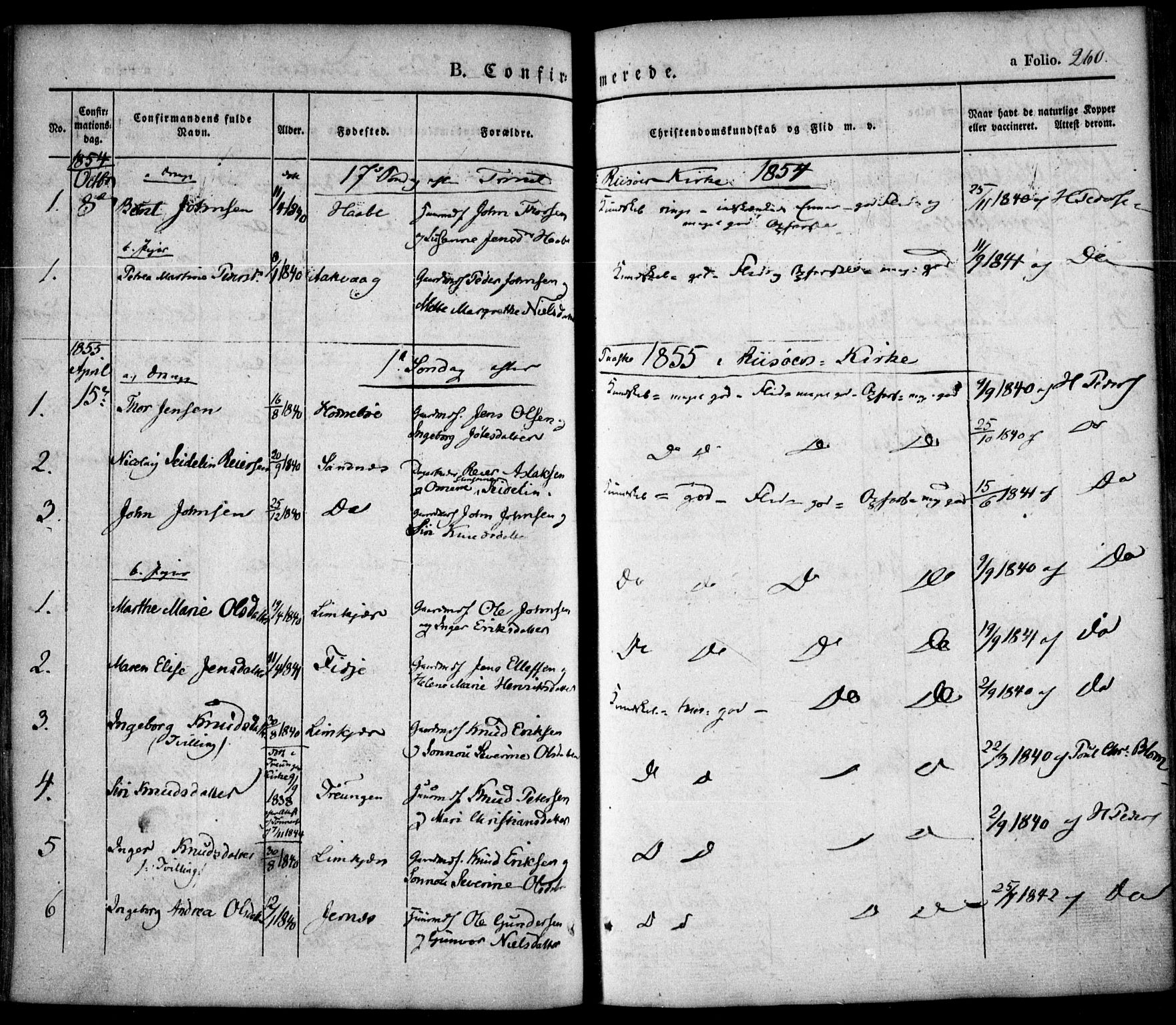 Søndeled sokneprestkontor, SAK/1111-0038/F/Fa/L0002: Parish register (official) no. A 2, 1839-1860, p. 260